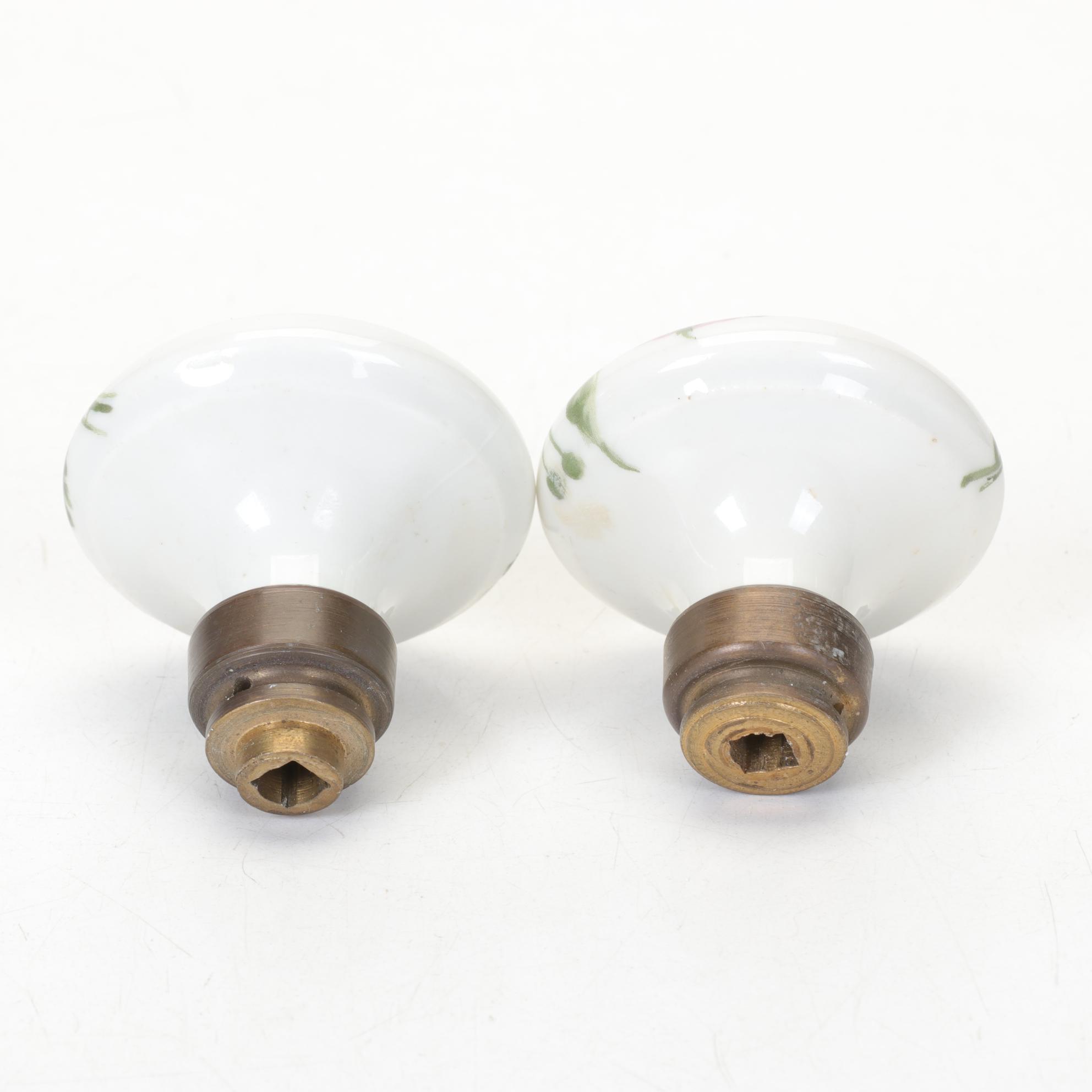 Porcelain Handles, Ceramic Tiles and Box with Floral Motif