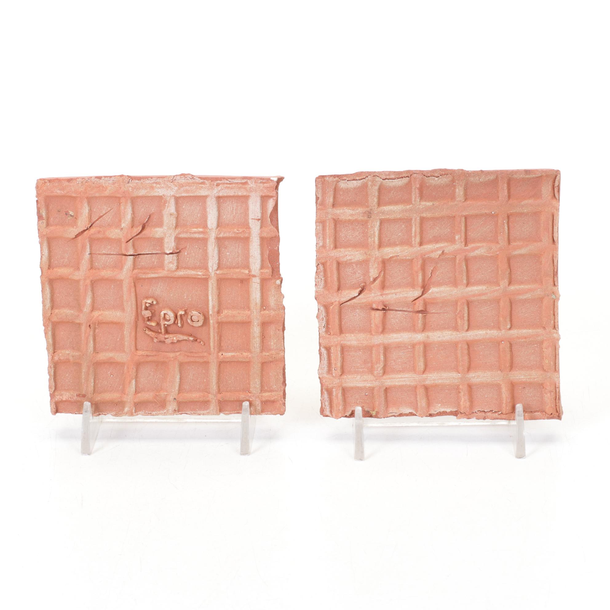 Porcelain Handles, Ceramic Tiles and Box with Floral Motif