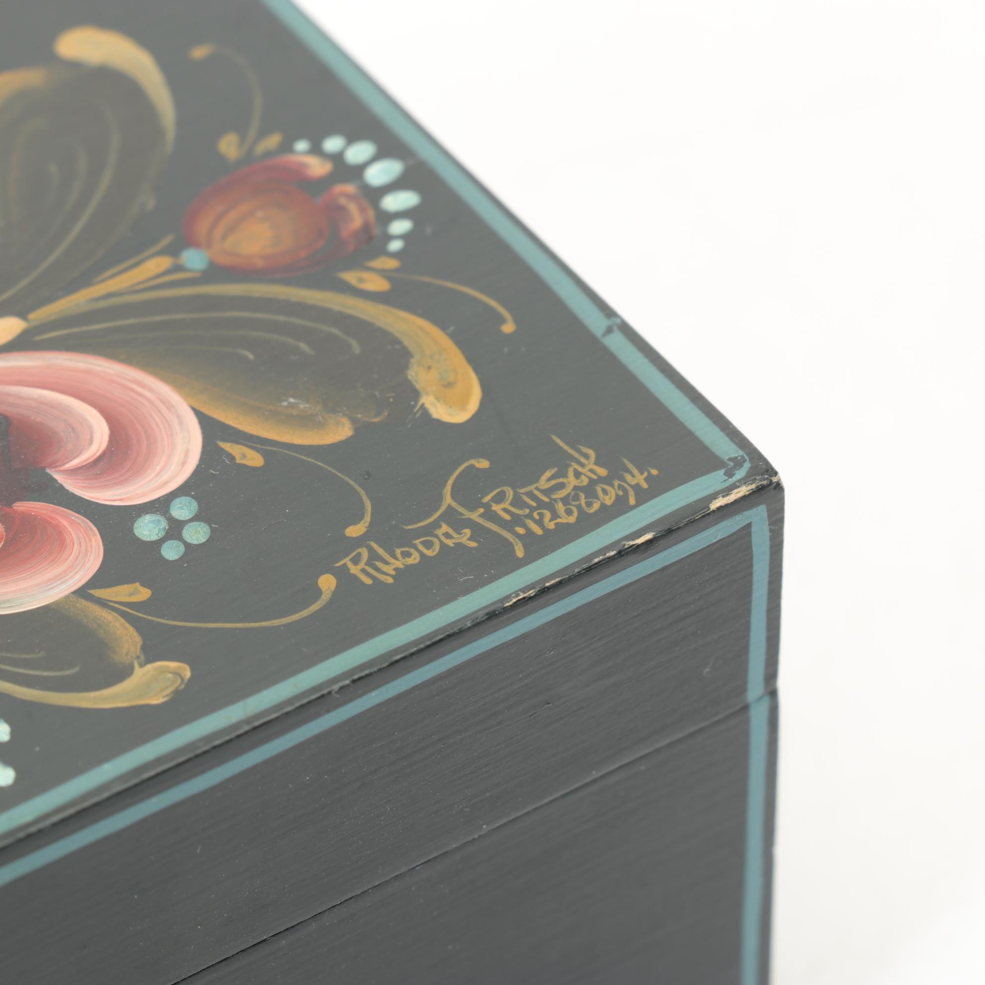 Porcelain Handles, Ceramic Tiles and Box with Floral Motif