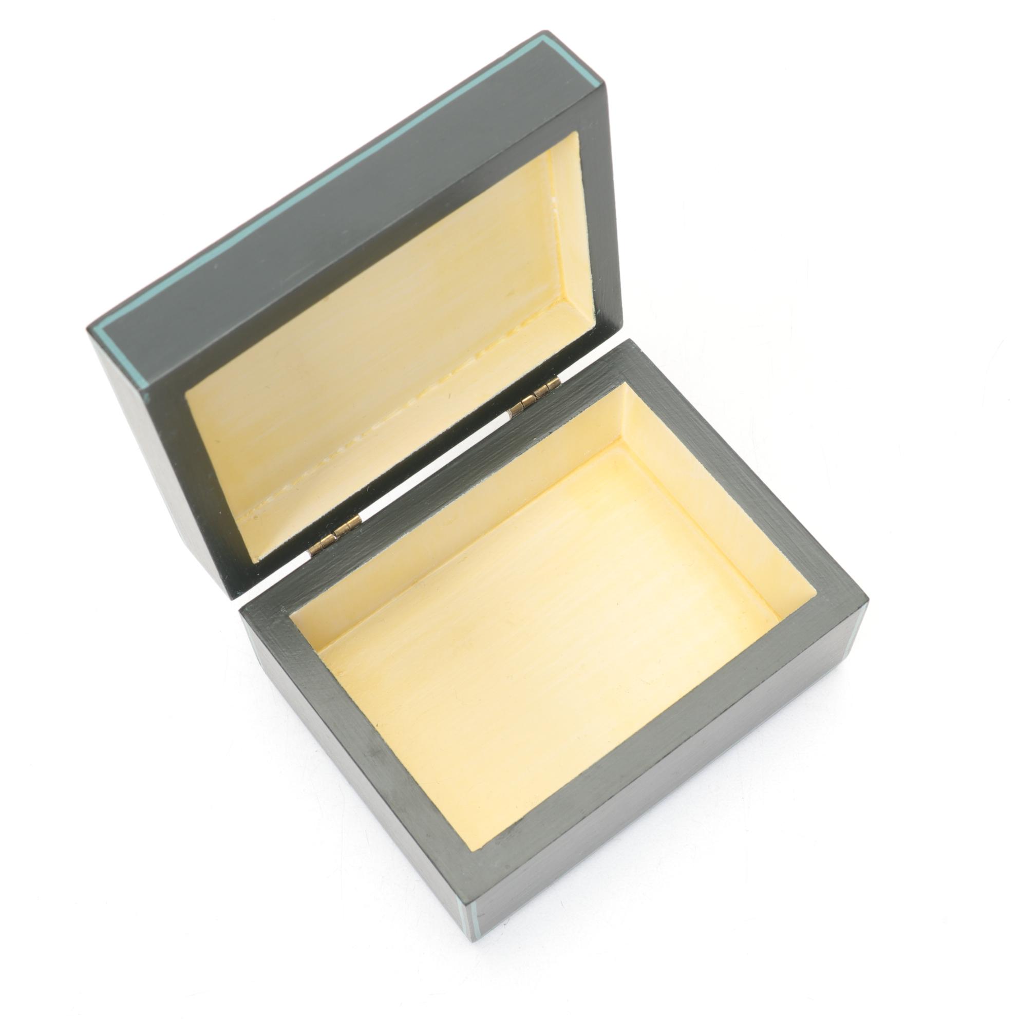 Porcelain Handles, Ceramic Tiles and Box with Floral Motif