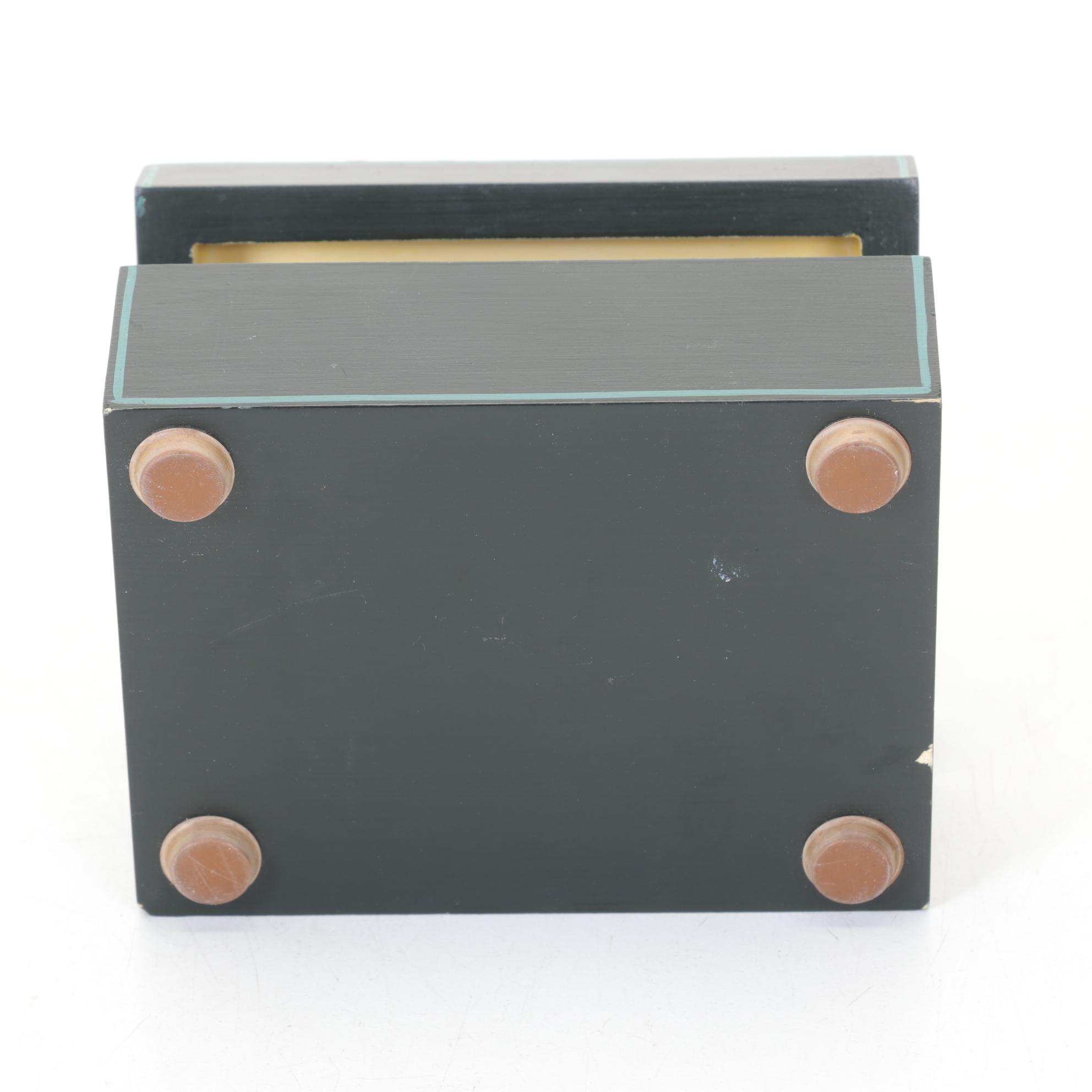 Porcelain Handles, Ceramic Tiles and Box with Floral Motif