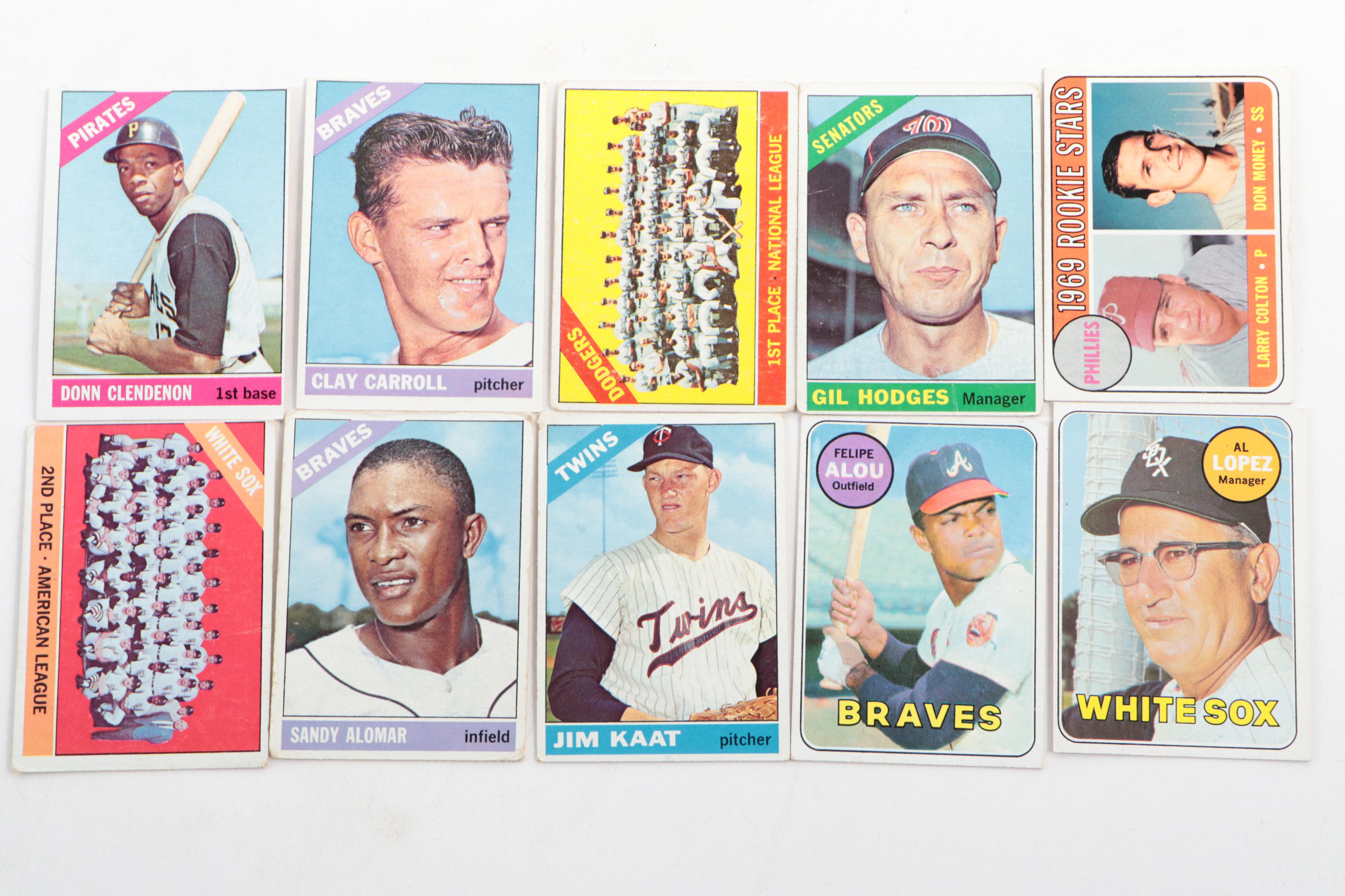 Topps Baseball Cards Featuring Gil Hodges, Jim Kaat, and More, 1960s