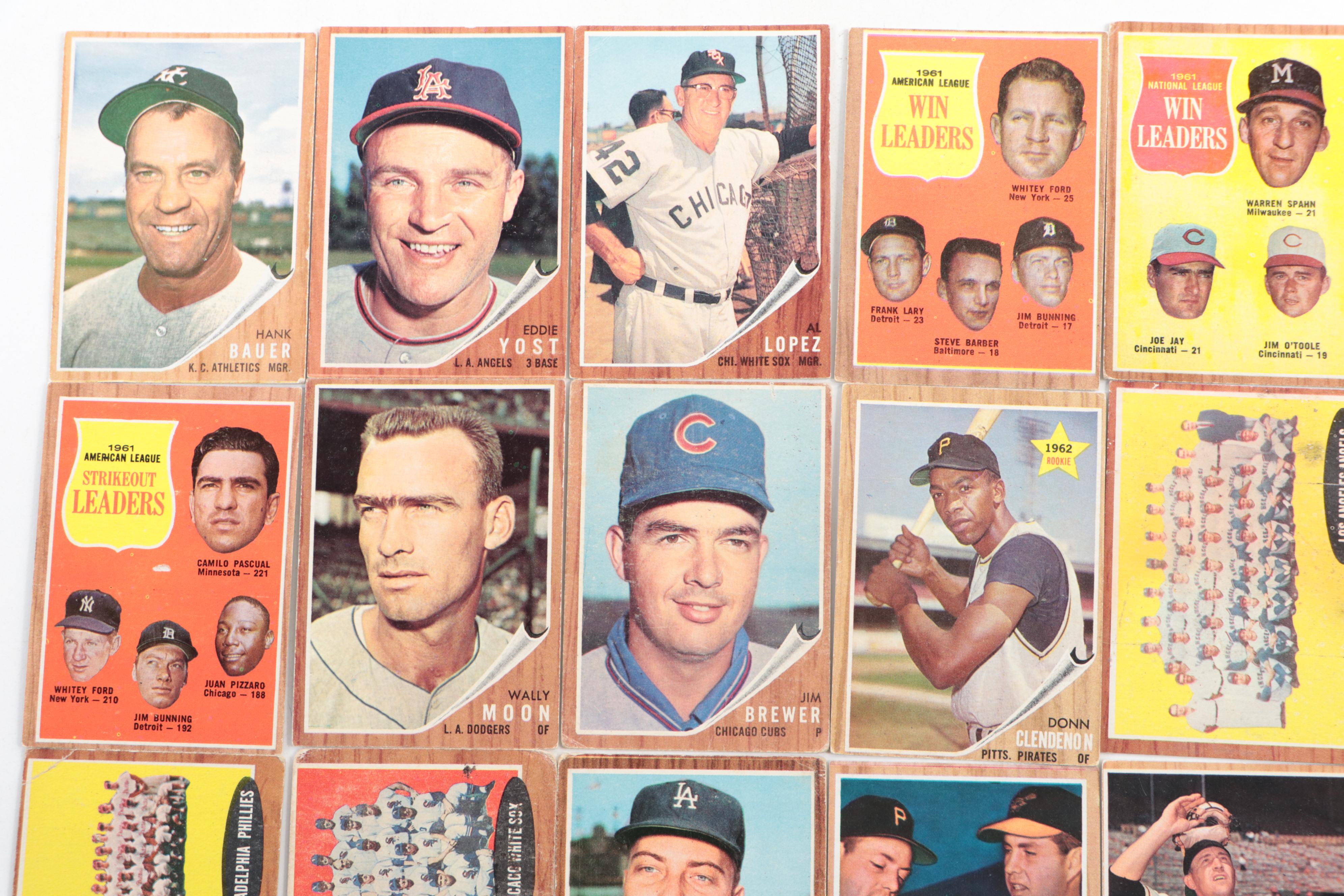 1962 Topps Baseball Cards Featuring Al Kaline, Bill Mazeroski, and More