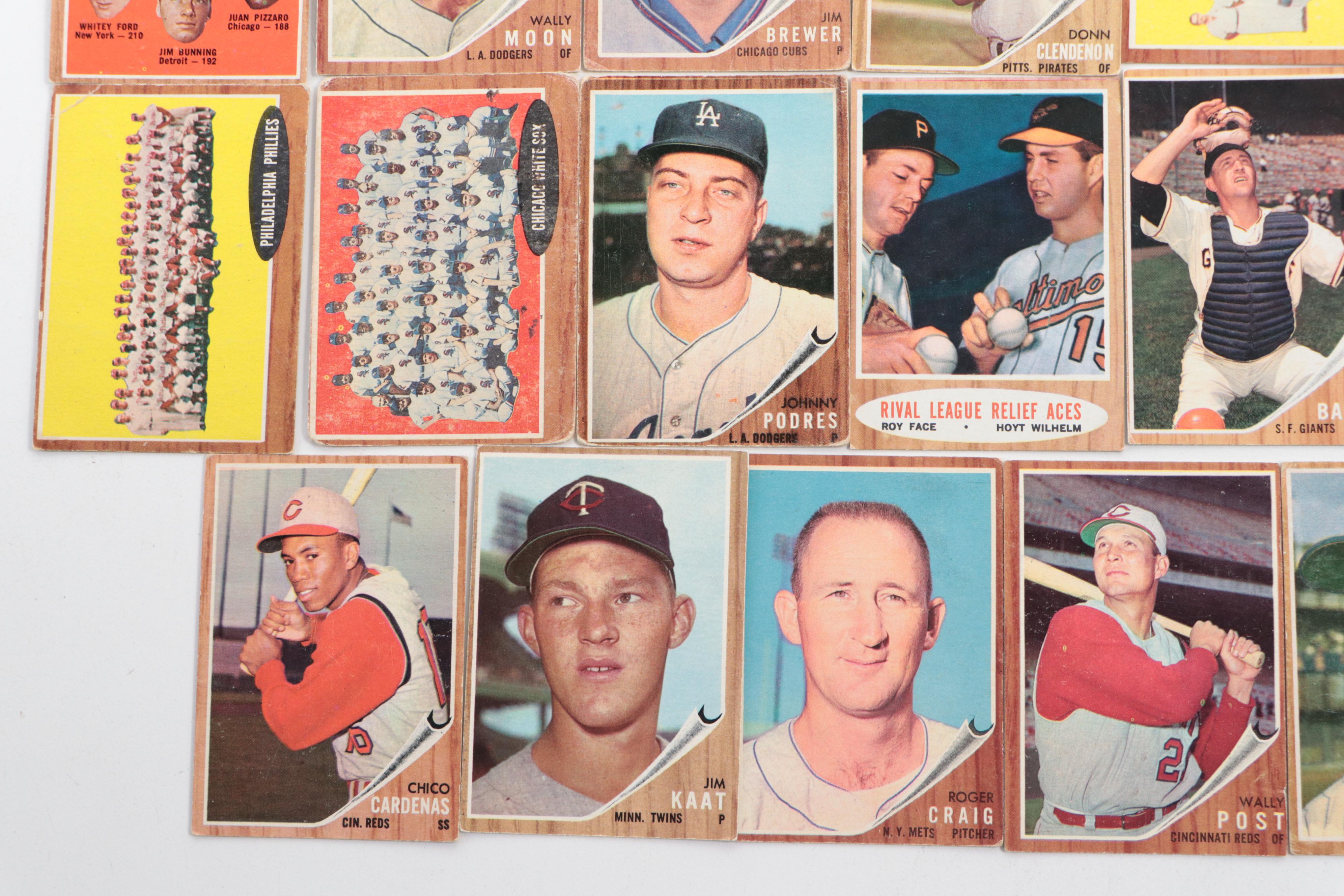 1962 Topps Baseball Cards Featuring Al Kaline, Bill Mazeroski, and More
