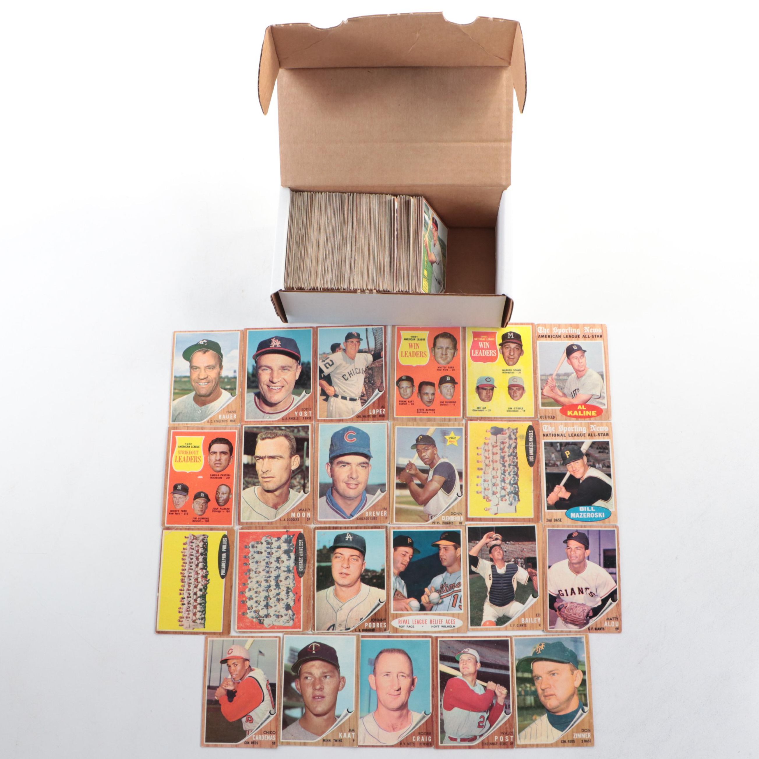 1962 Topps Baseball Cards Featuring Al Kaline, Bill Mazeroski, and More