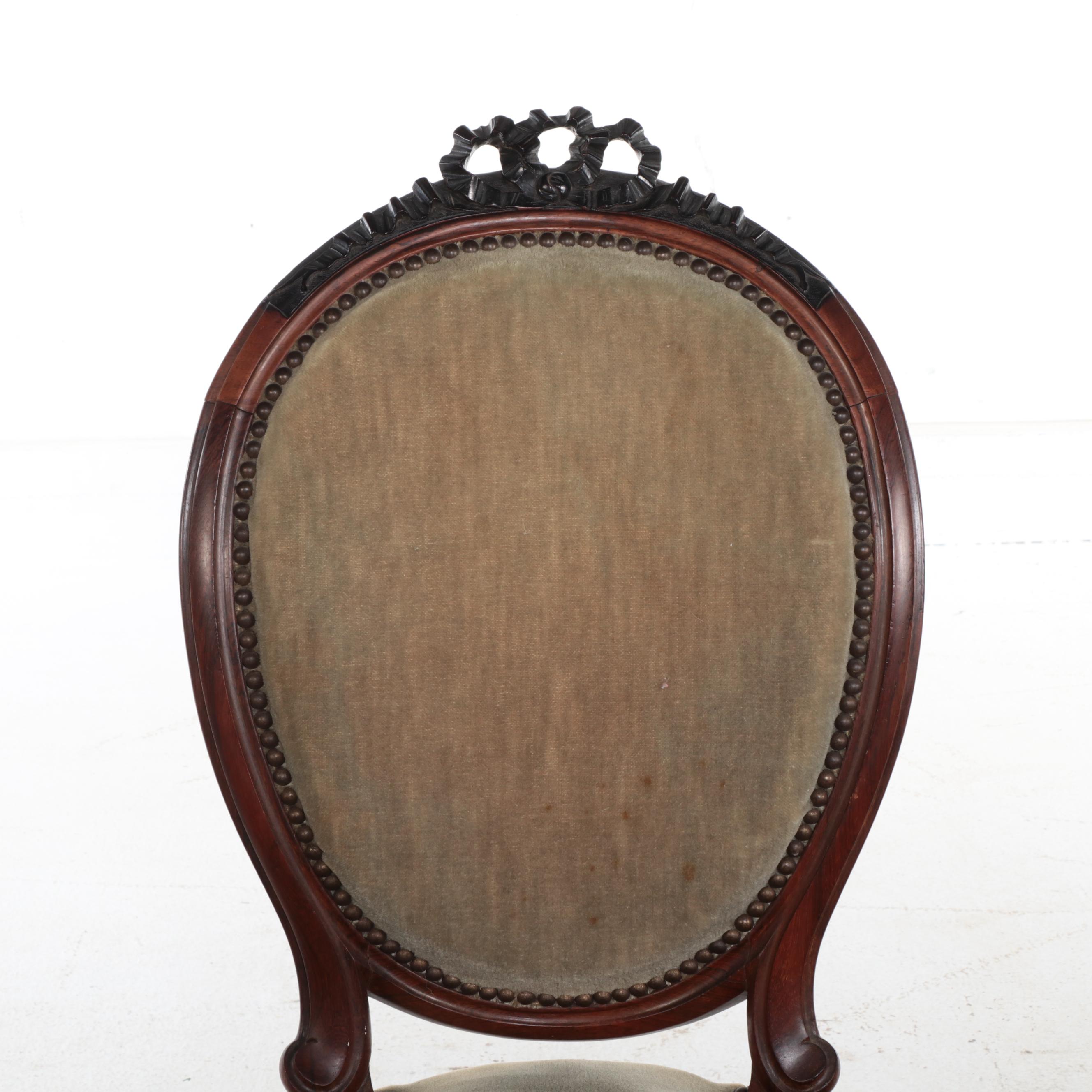 Four Rococo Revival Rosewood and Parcel-Ebonized Parlor Chairs, Circa 1870