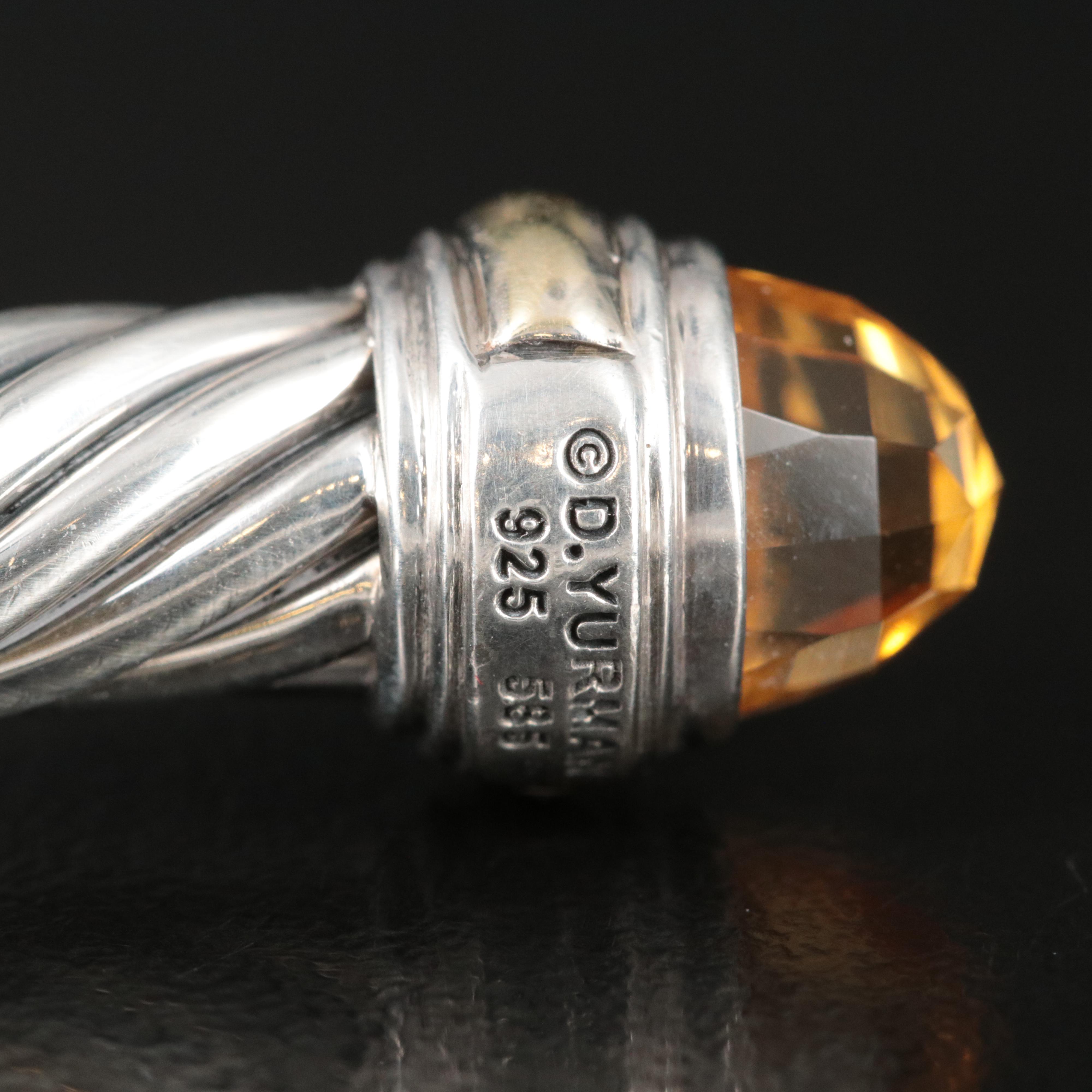 David Yurman Cable Classic Sterling, 14K and Citrine Cuff Bracelet
