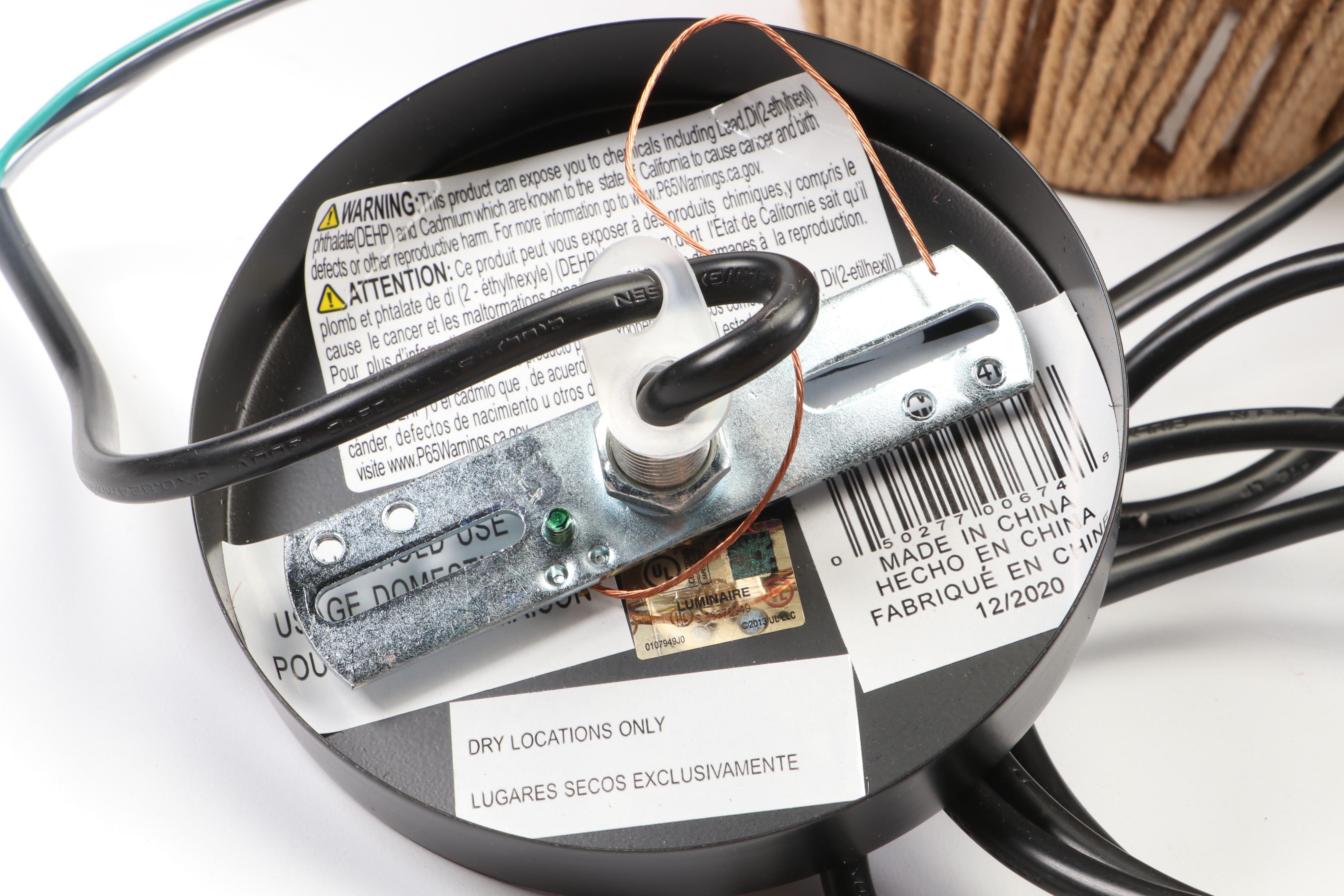 Blue Glazed Dipped Table Lamp with Rope Pendant Lights and Edison Light Bulbs