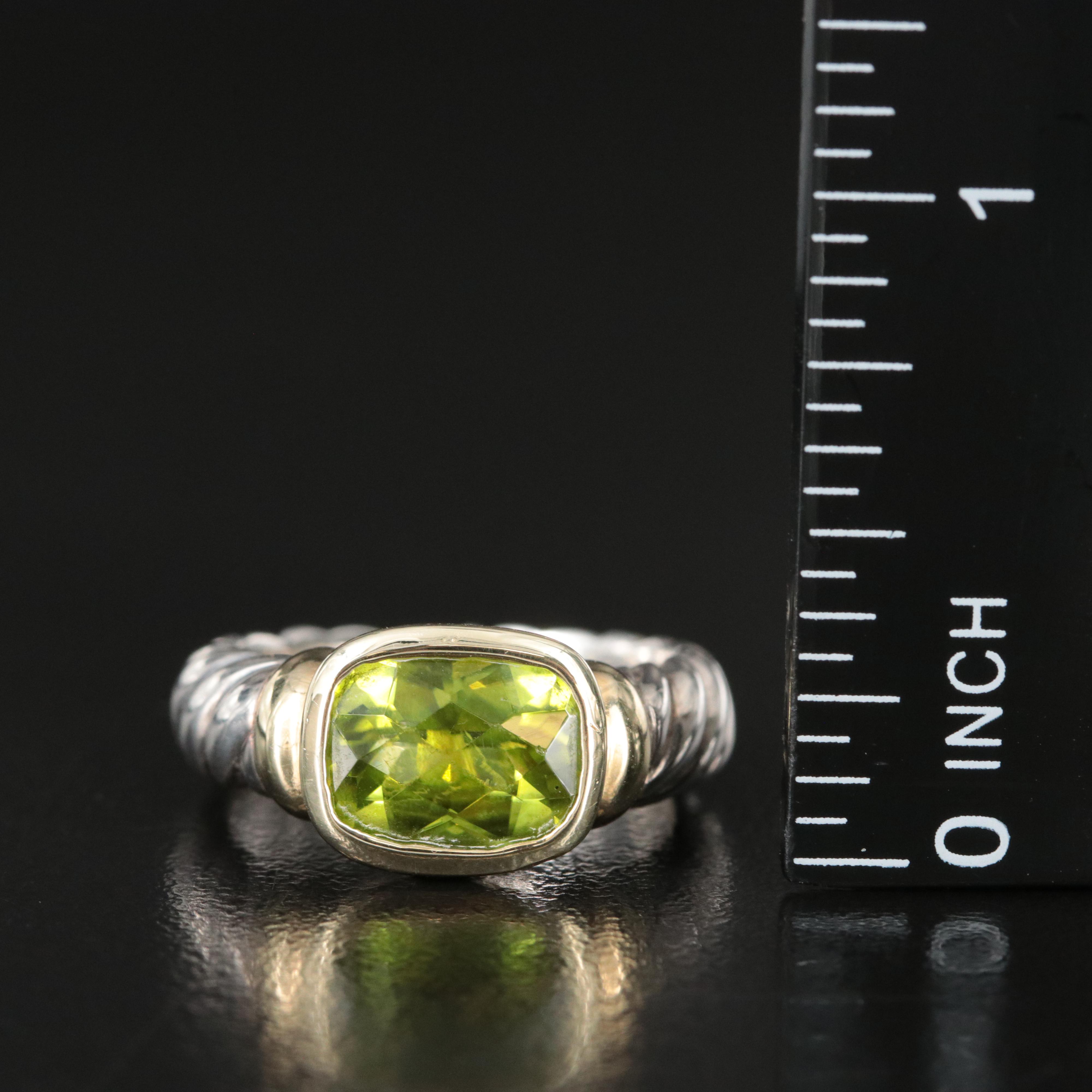 David Yurman Noblesse Sterling, 14K and Peridot RIng