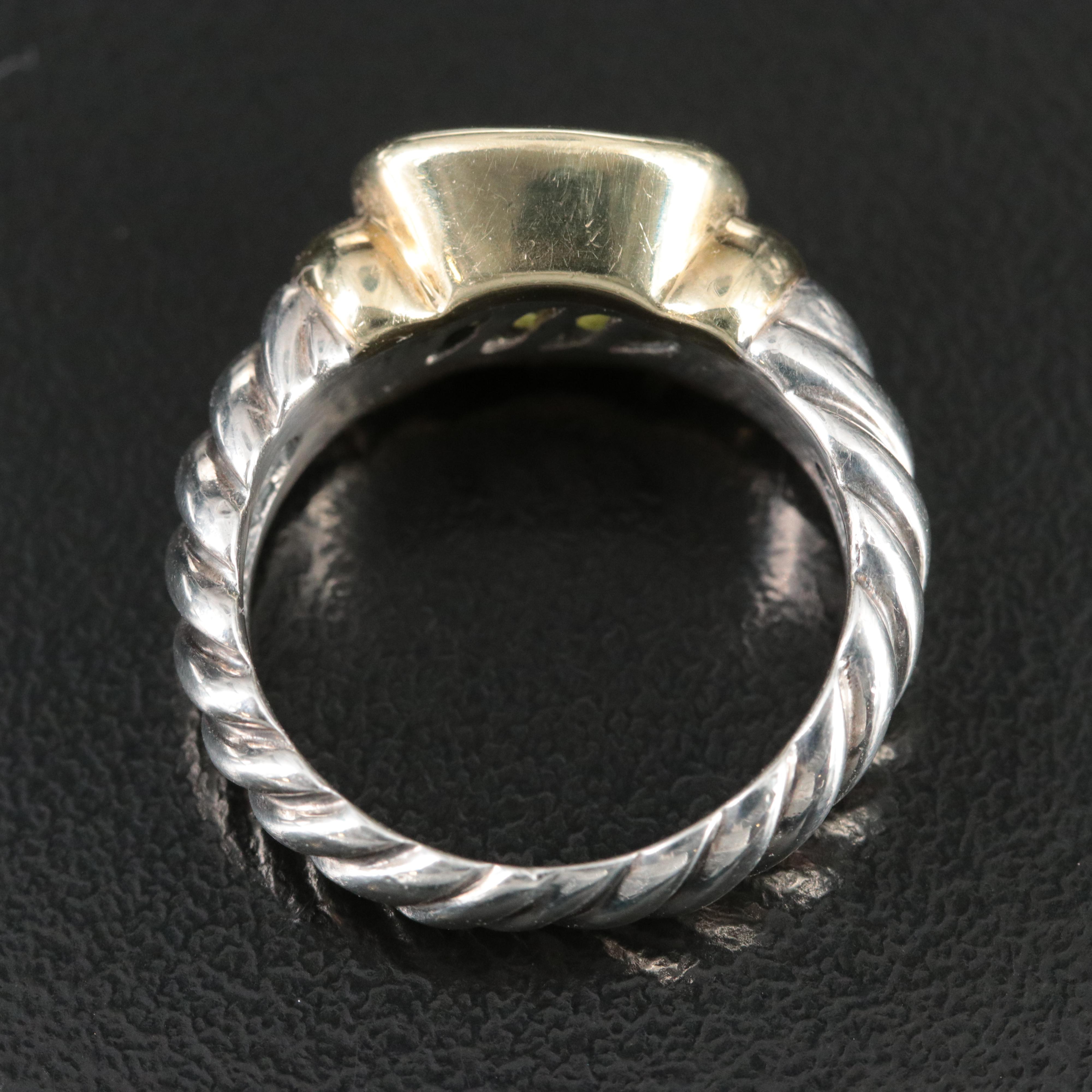 David Yurman Noblesse Sterling, 14K and Peridot RIng