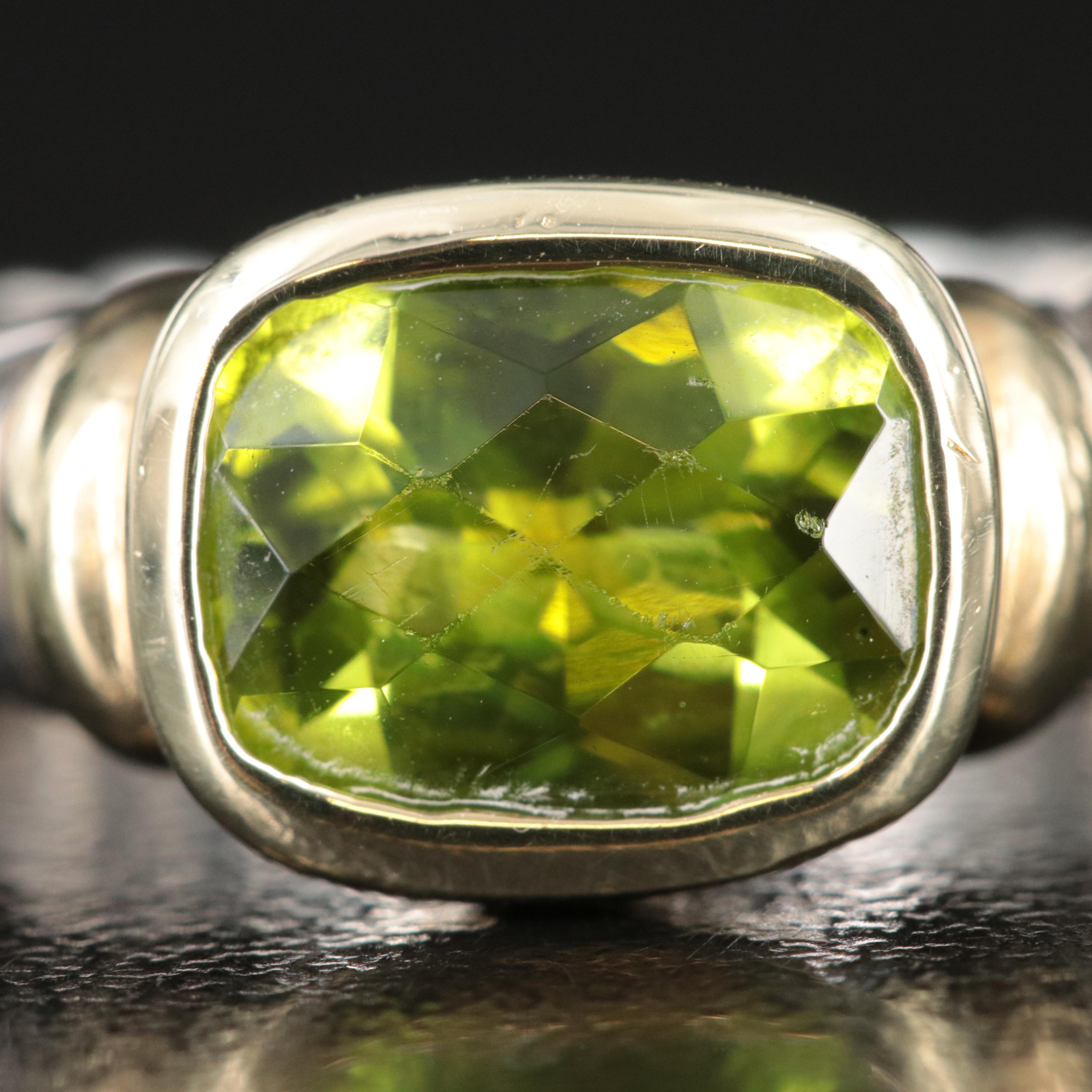 David Yurman Noblesse Sterling, 14K and Peridot RIng