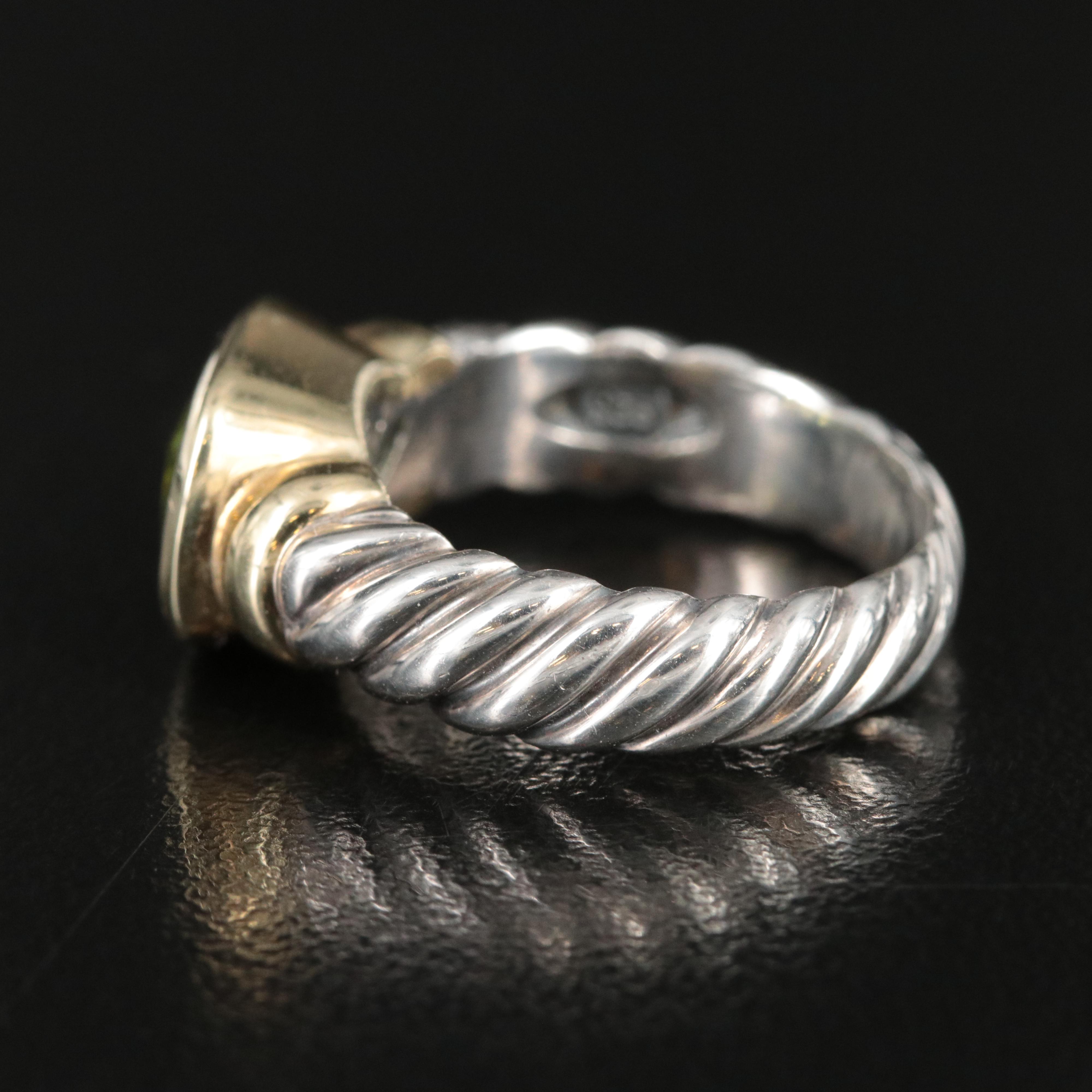David Yurman Noblesse Sterling, 14K and Peridot RIng