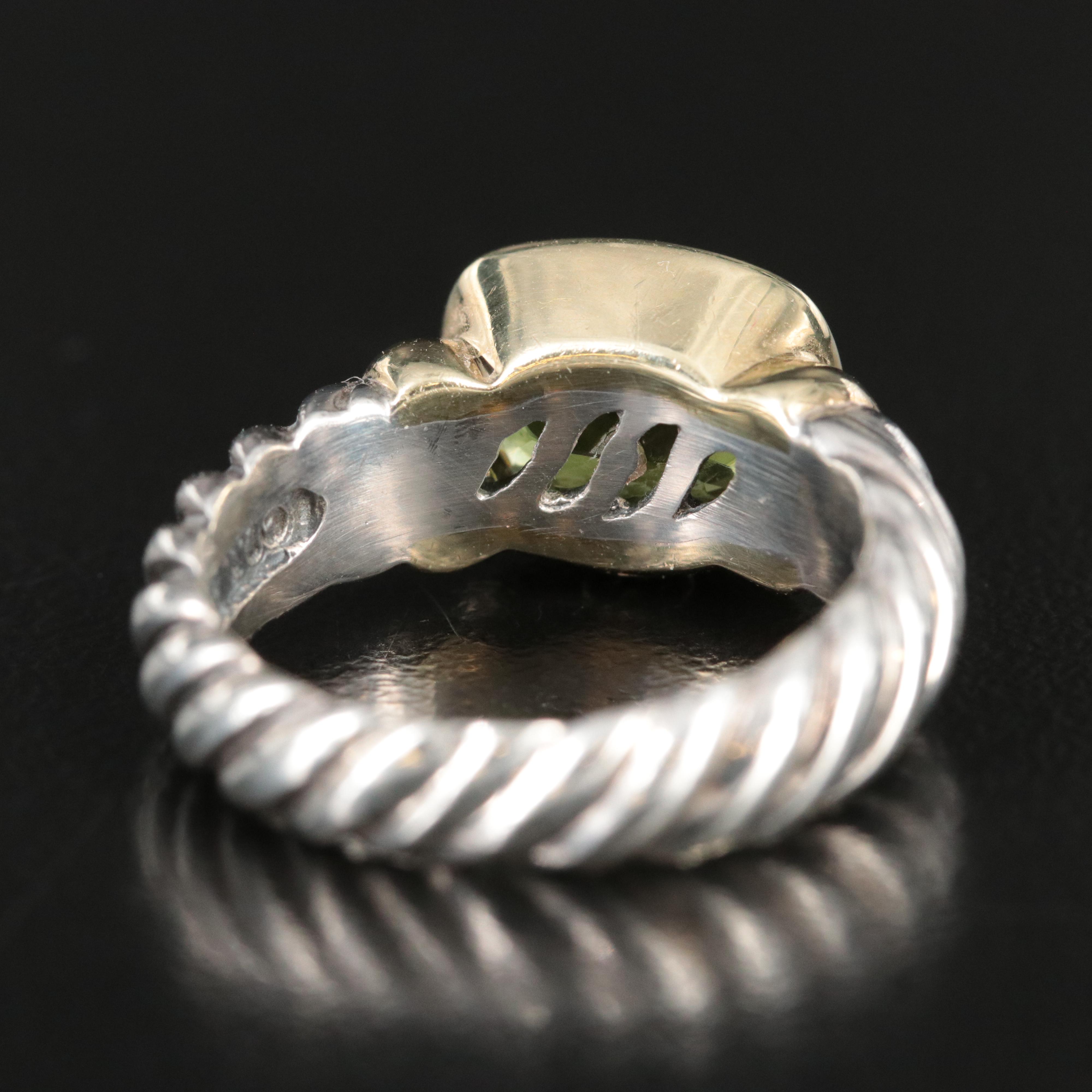 David Yurman Noblesse Sterling, 14K and Peridot RIng