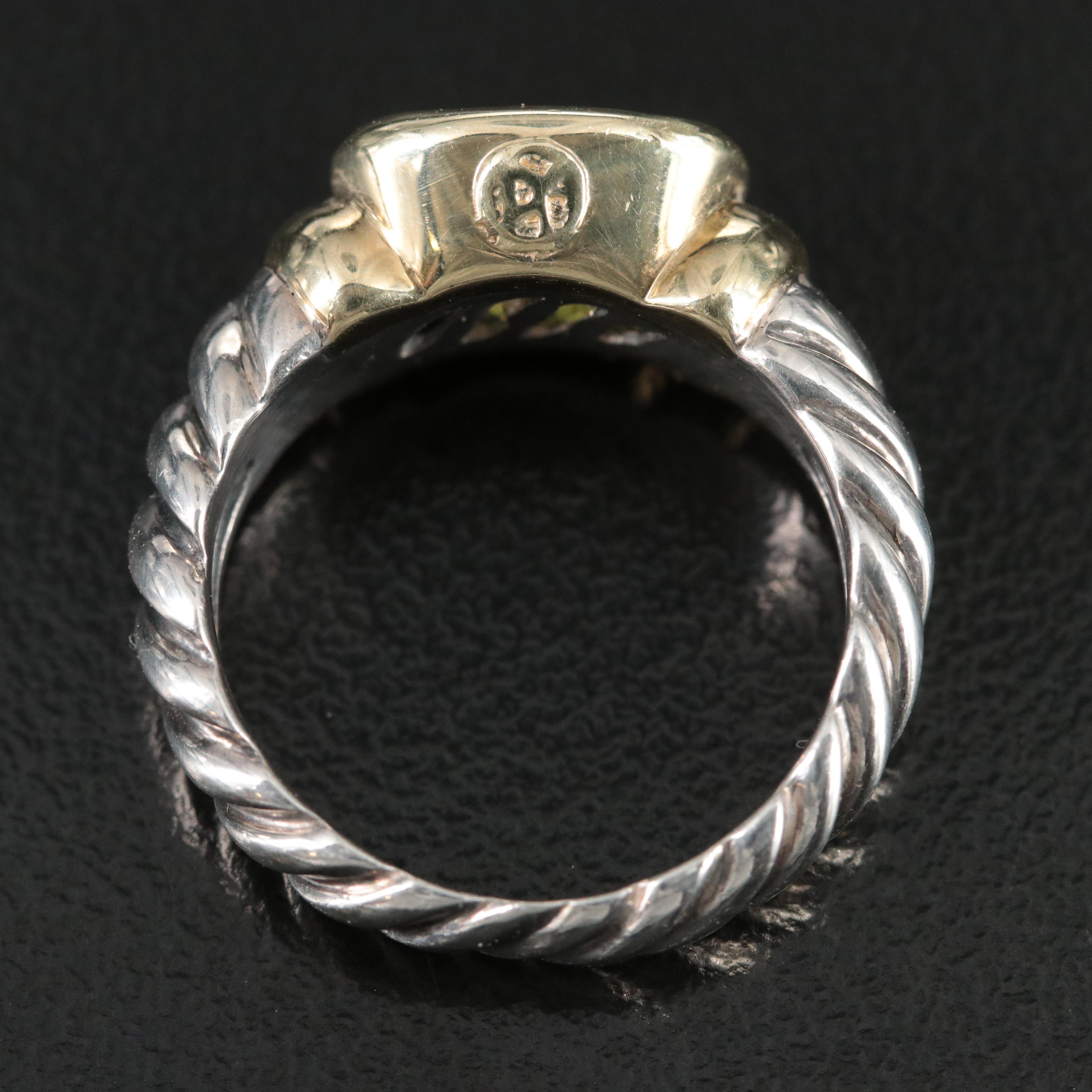 David Yurman Noblesse Sterling, 14K and Peridot RIng
