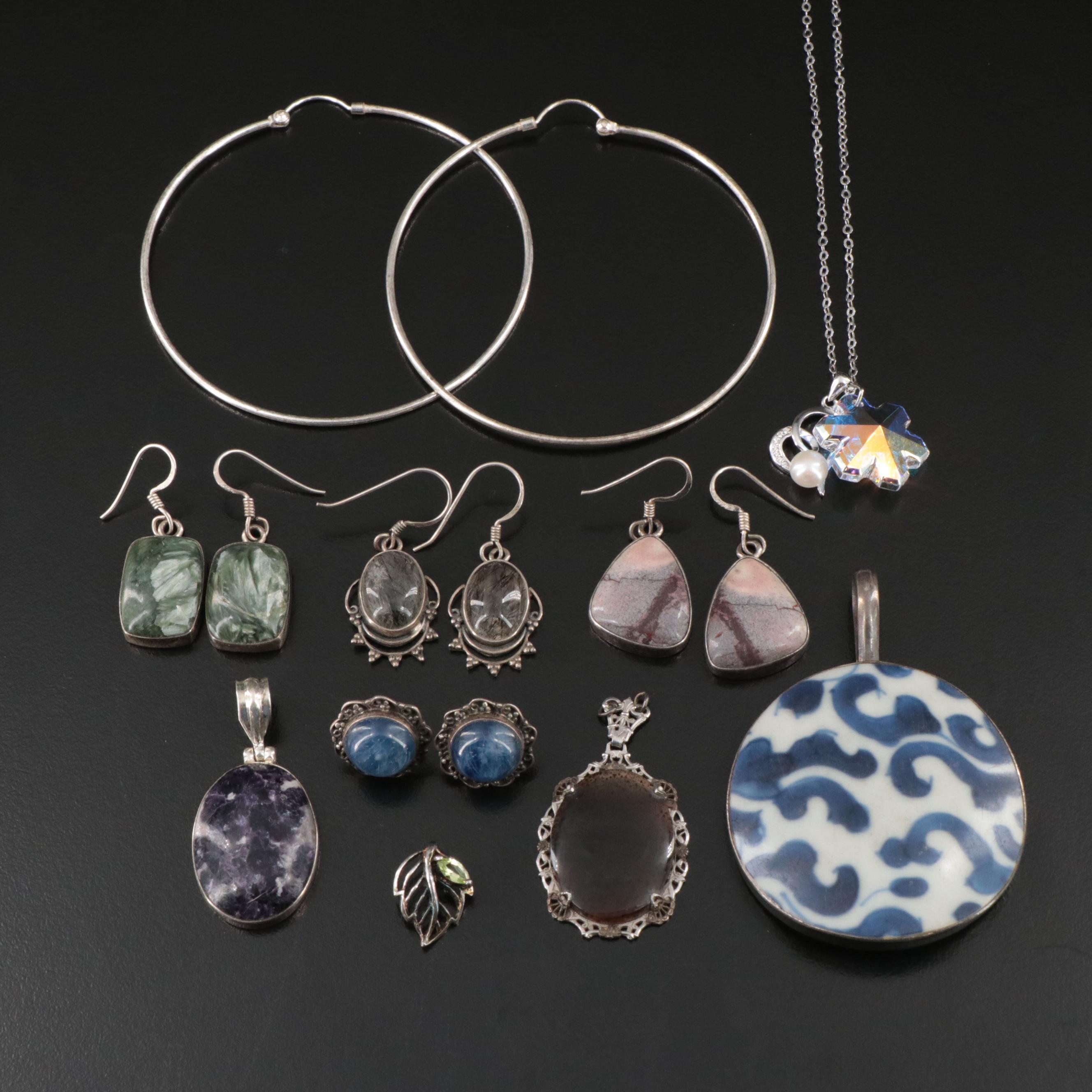 Tourmalinated Quartz, Pearl and Agate Featured in Sterling Jewelry Collection