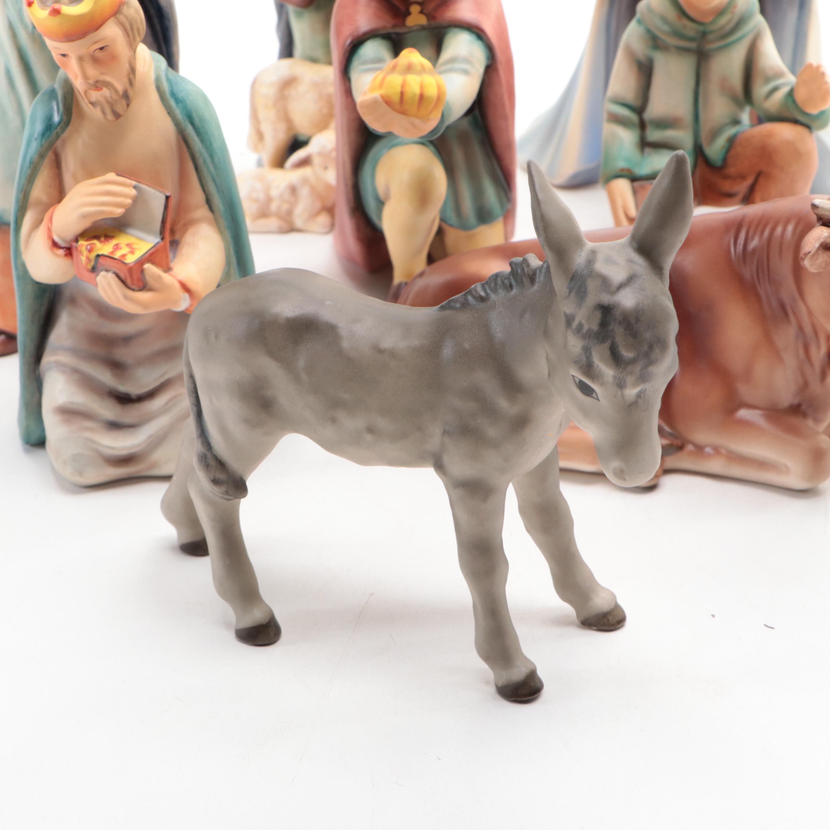 Goebel Hummel Porcelain Nativity Figurines, Mid-20th Century
