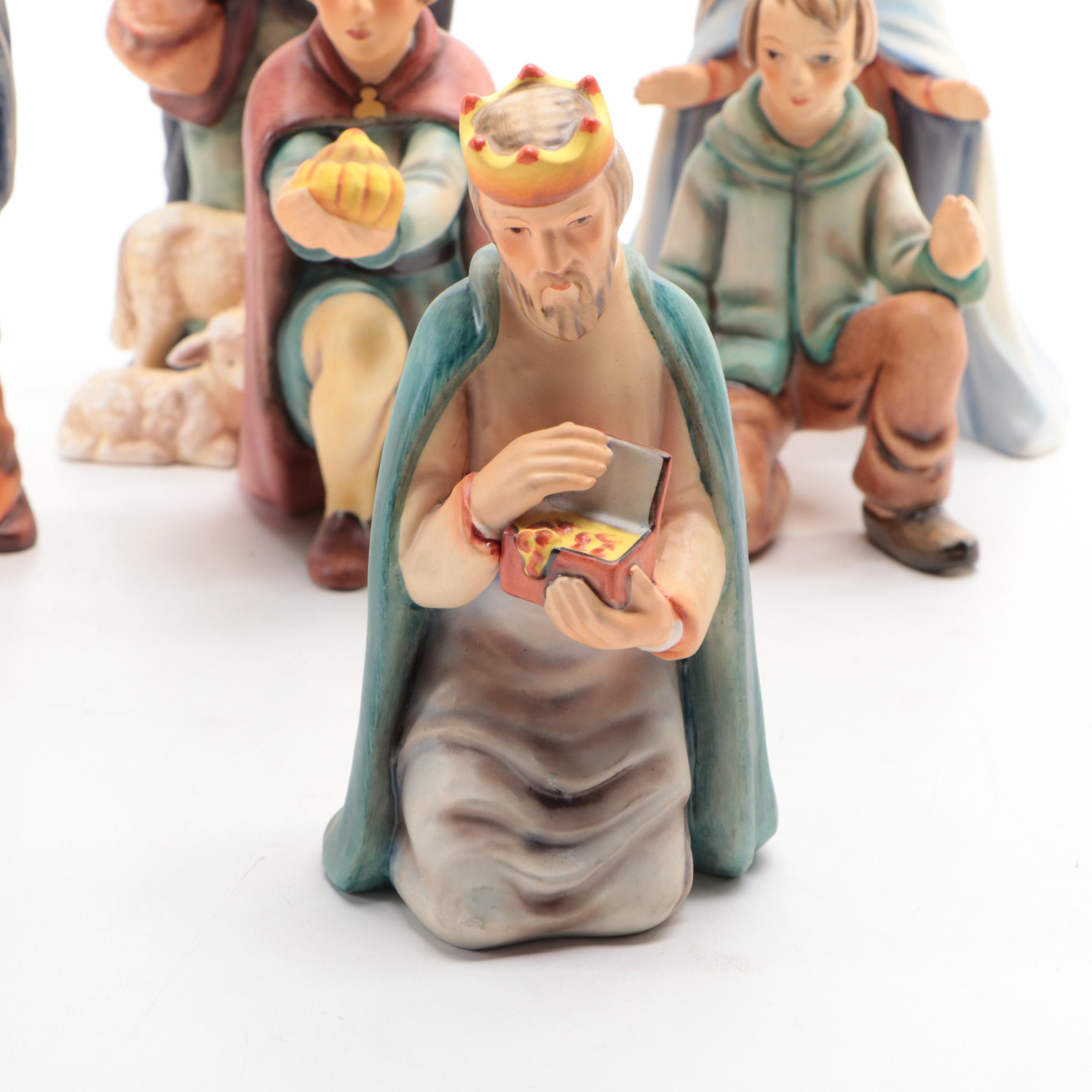 Goebel Hummel Porcelain Nativity Figurines, Mid-20th Century