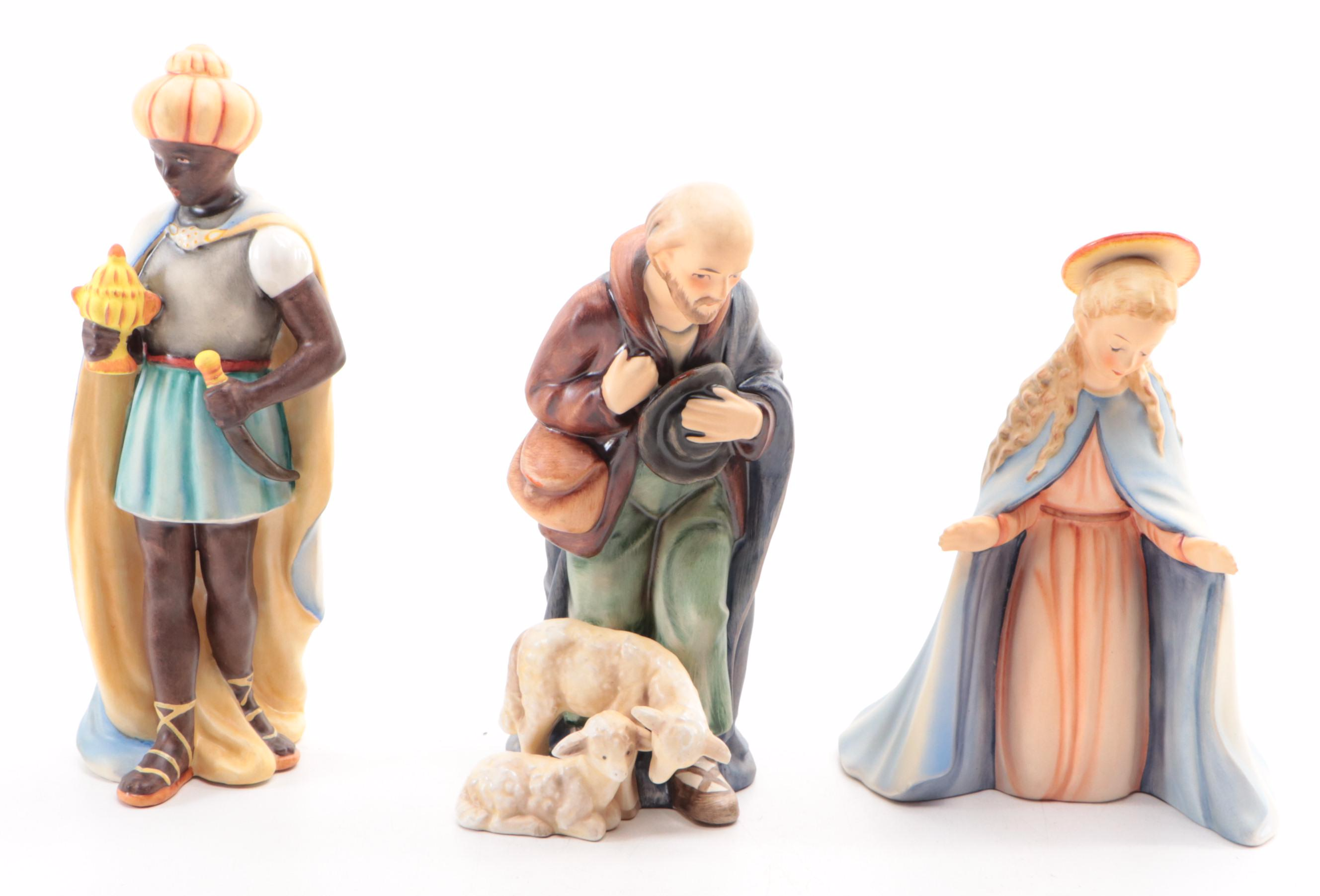 Goebel Hummel Porcelain Nativity Figurines, Mid-20th Century