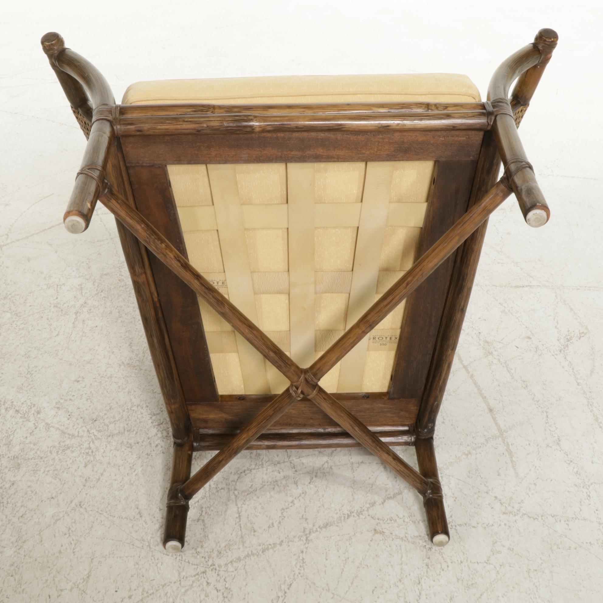 McGuire Furniture Rattan Cane-Back Armchair and Footstool