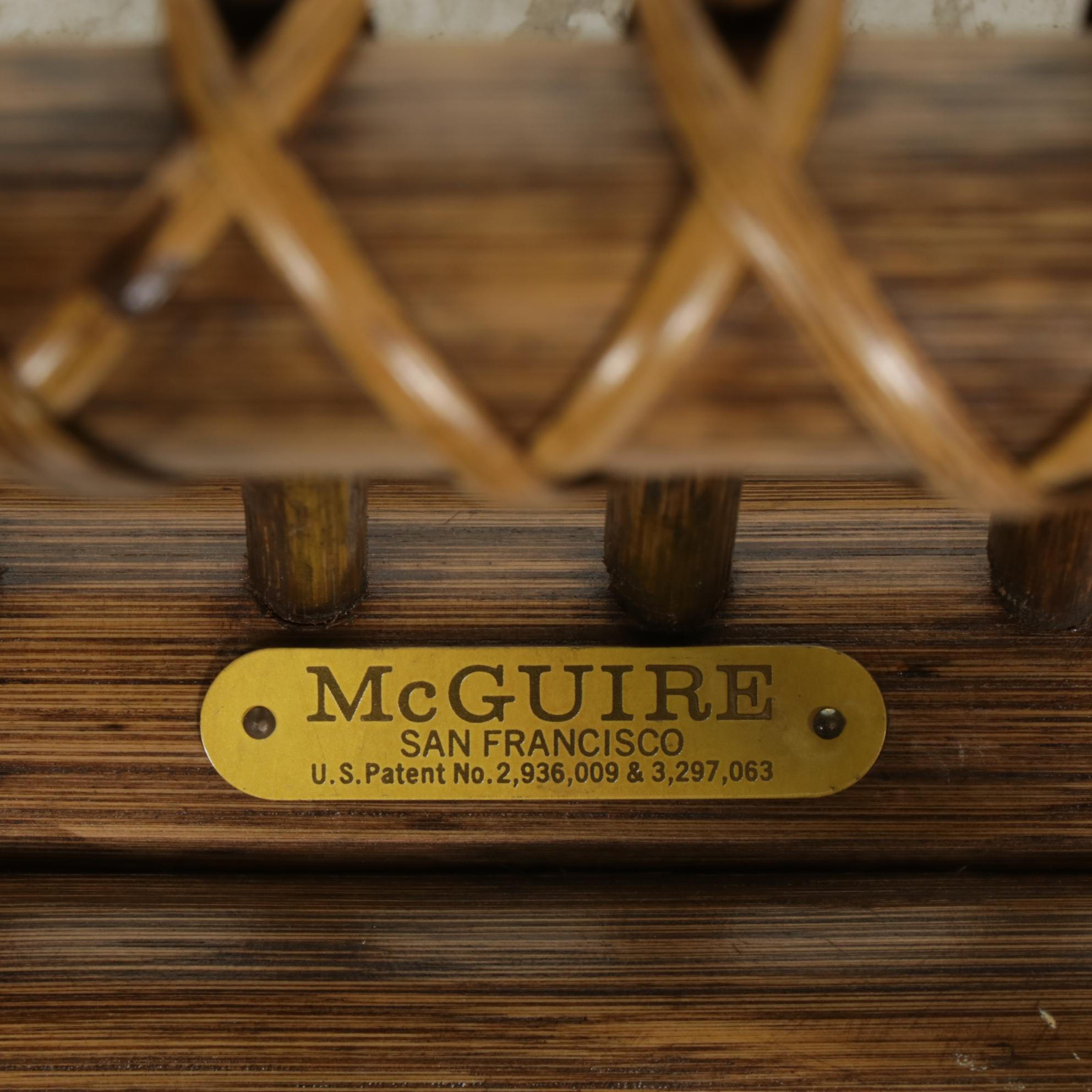 McGuire Furniture Rattan Cane-Back Armchair and Footstool