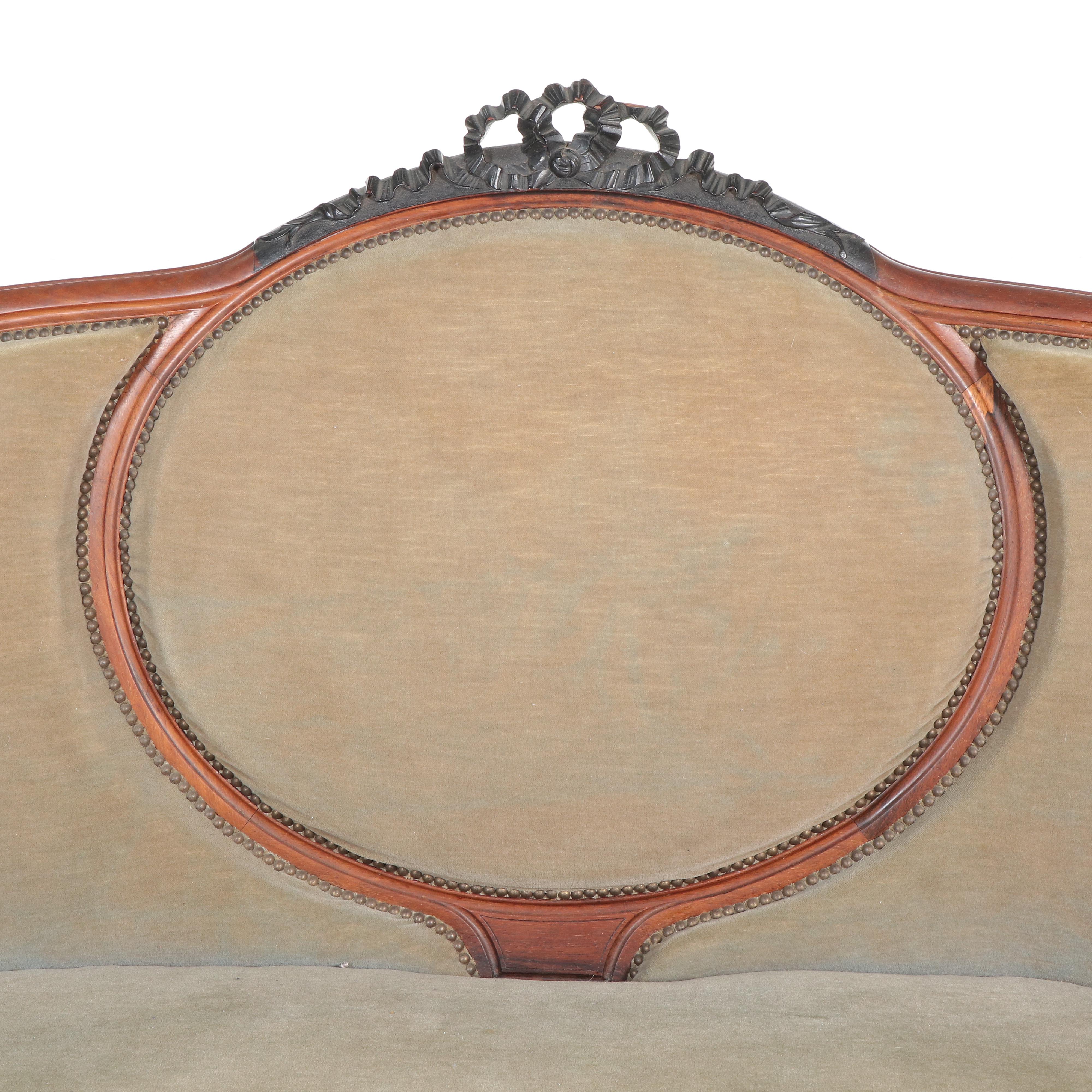 Rococo Revival Rosewood and Parcel-Ebonized Settee, circa 1870