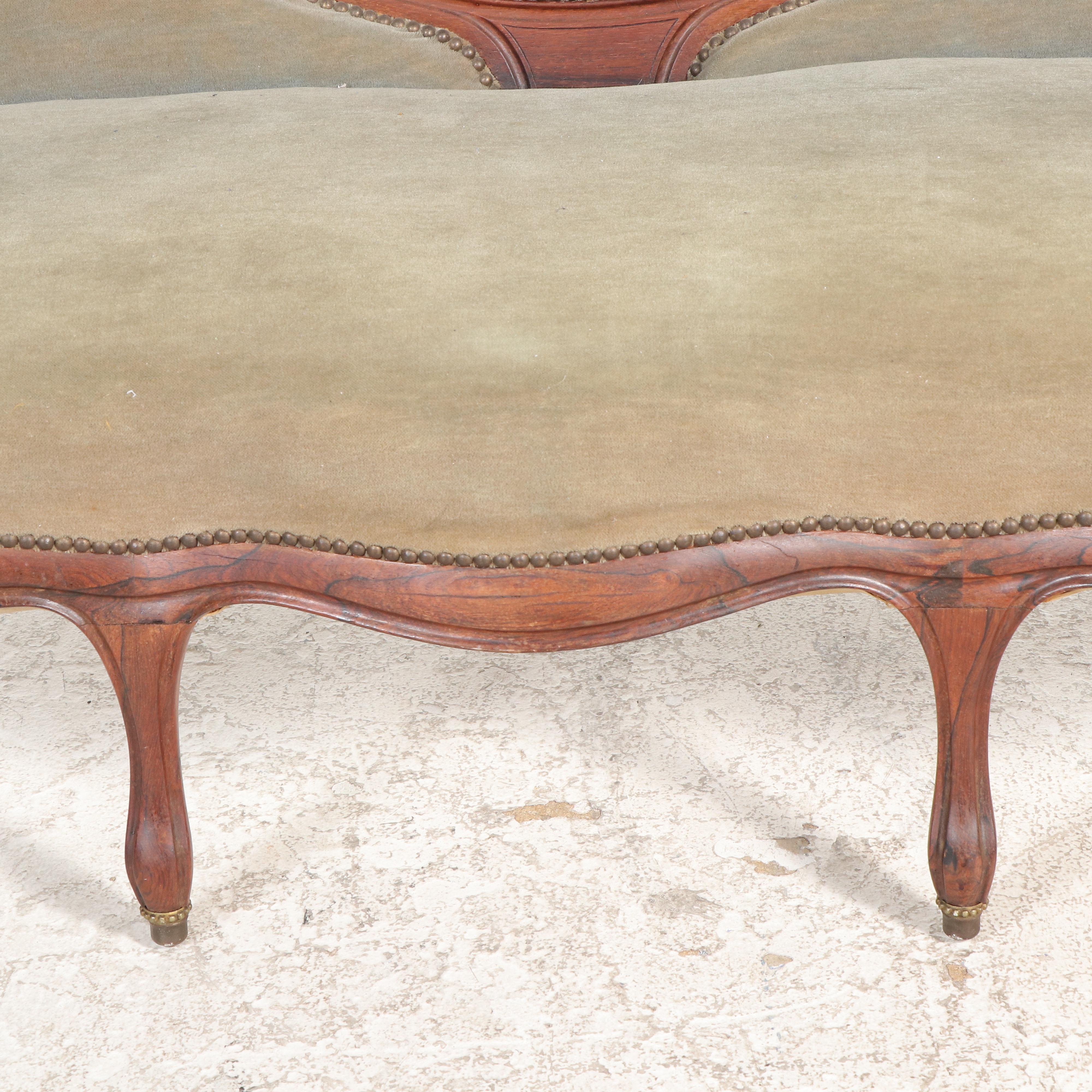 Rococo Revival Rosewood and Parcel-Ebonized Settee, circa 1870