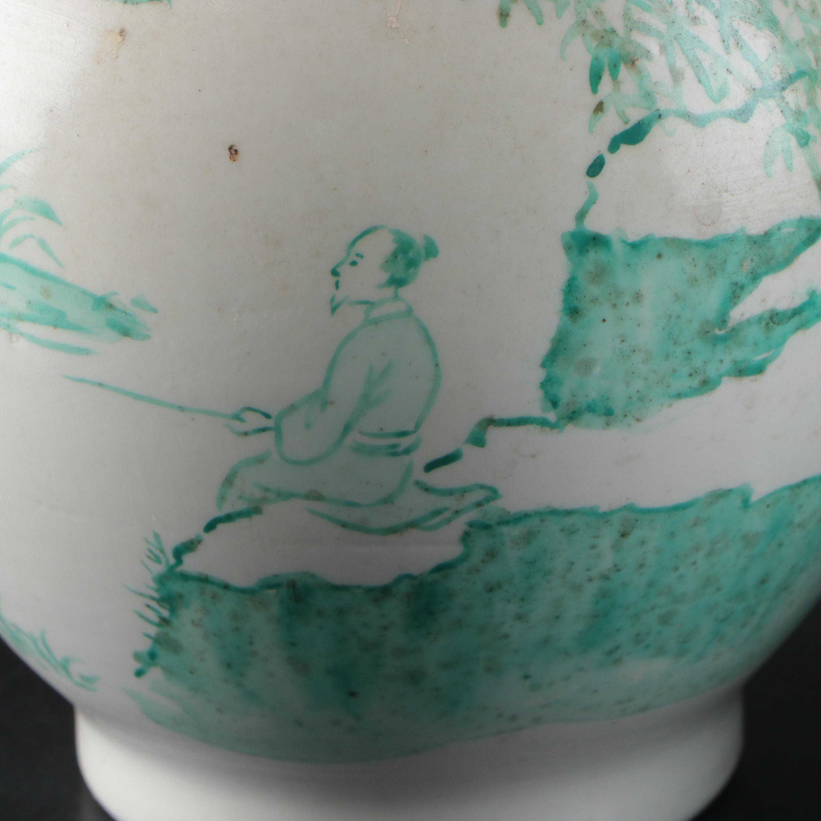 Hand-Painted Porcelain Bouquet Vase and Trumpet Vase