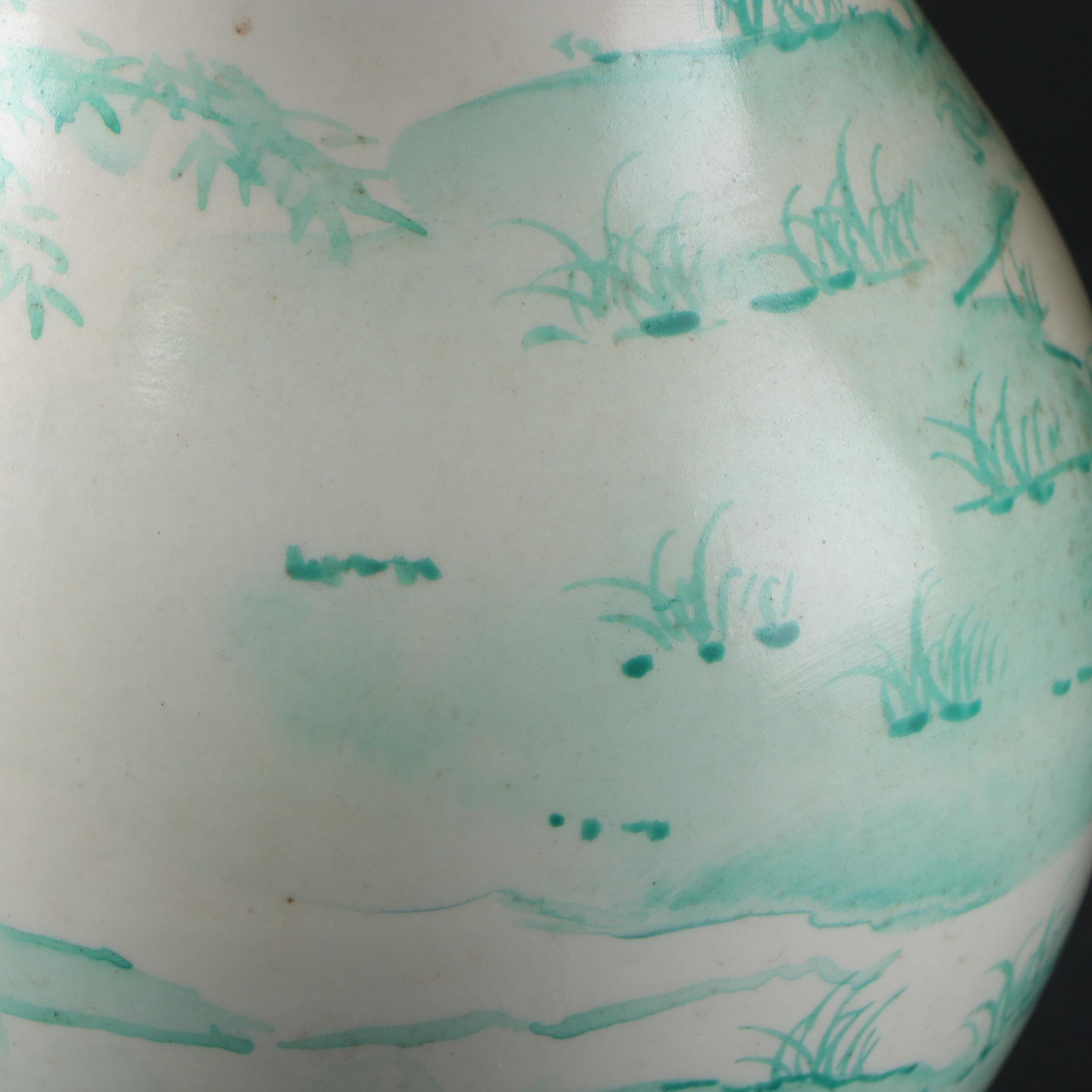 Hand-Painted Porcelain Bouquet Vase and Trumpet Vase