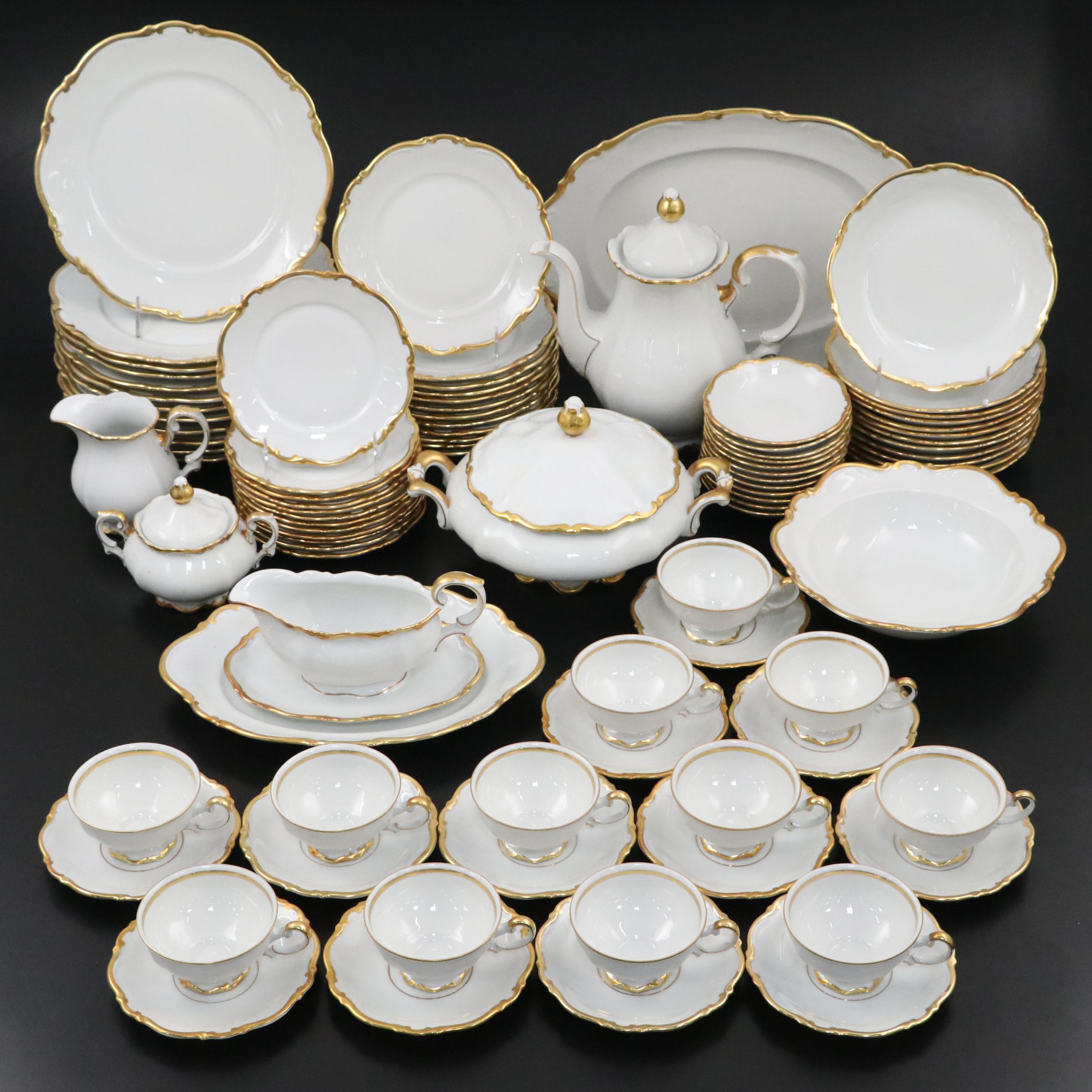 Mitterteich "Golden Lark" Porcelain Dinnerware and Serving Pieces