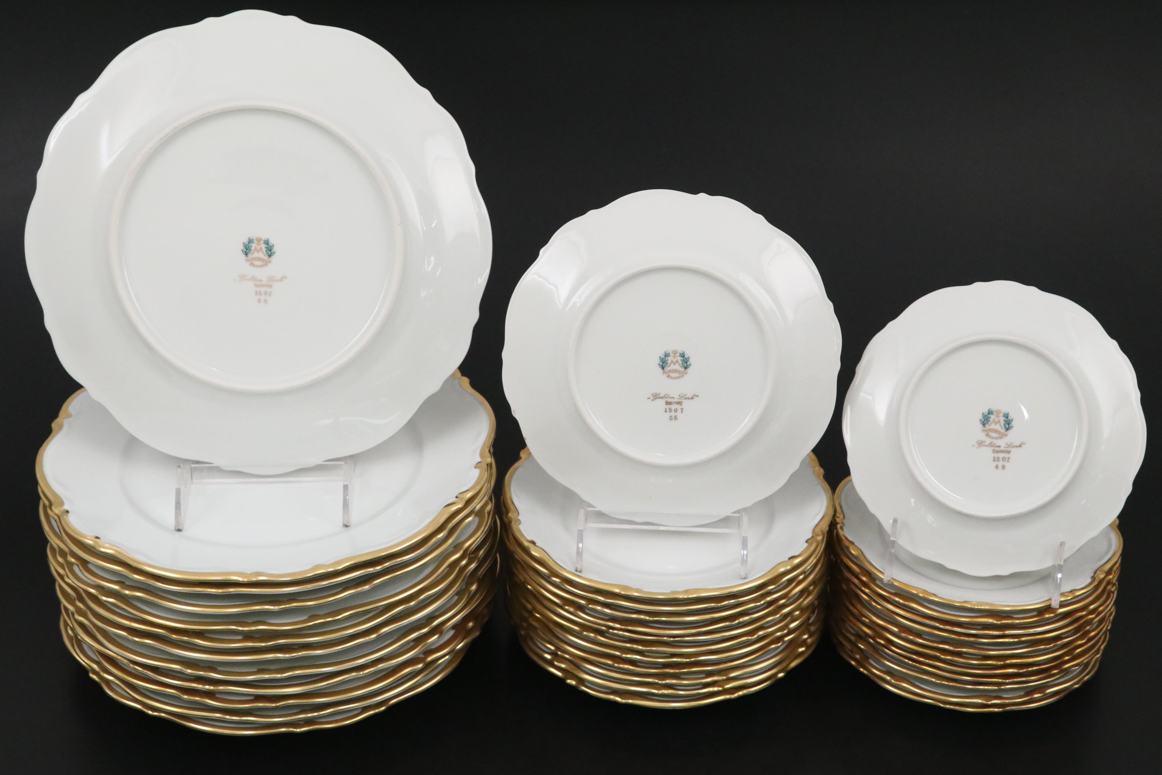 Mitterteich "Golden Lark" Porcelain Dinnerware and Serving Pieces