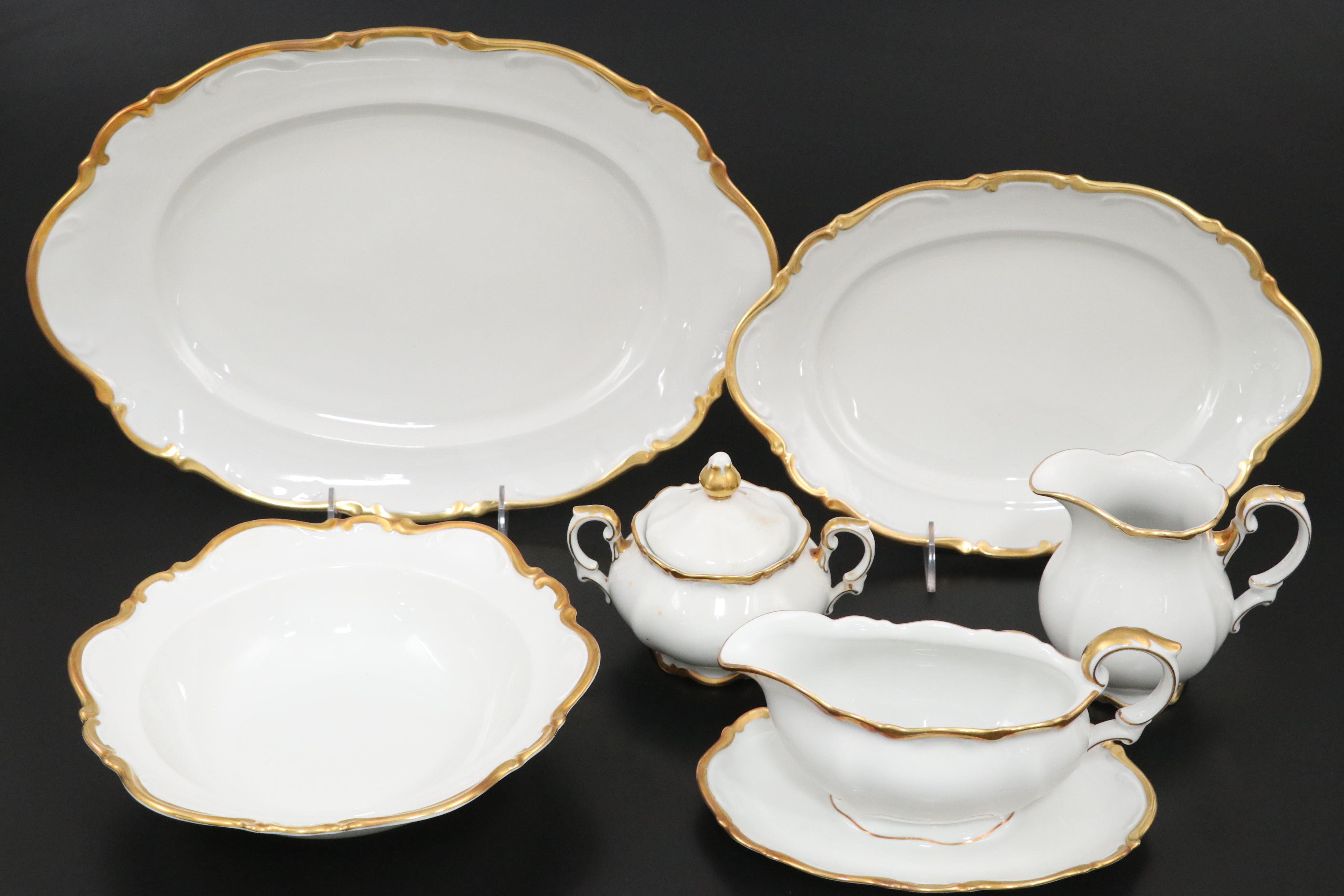 Mitterteich "Golden Lark" Porcelain Dinnerware and Serving Pieces