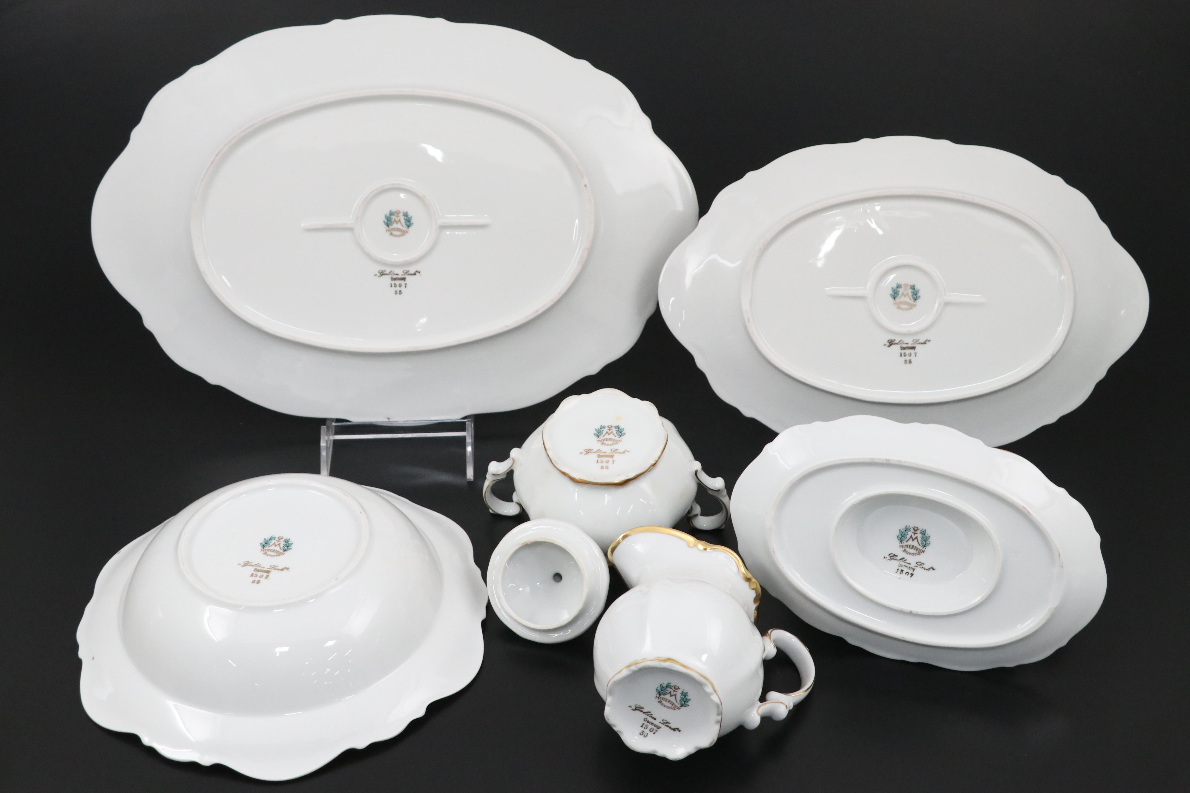 Mitterteich "Golden Lark" Porcelain Dinnerware and Serving Pieces