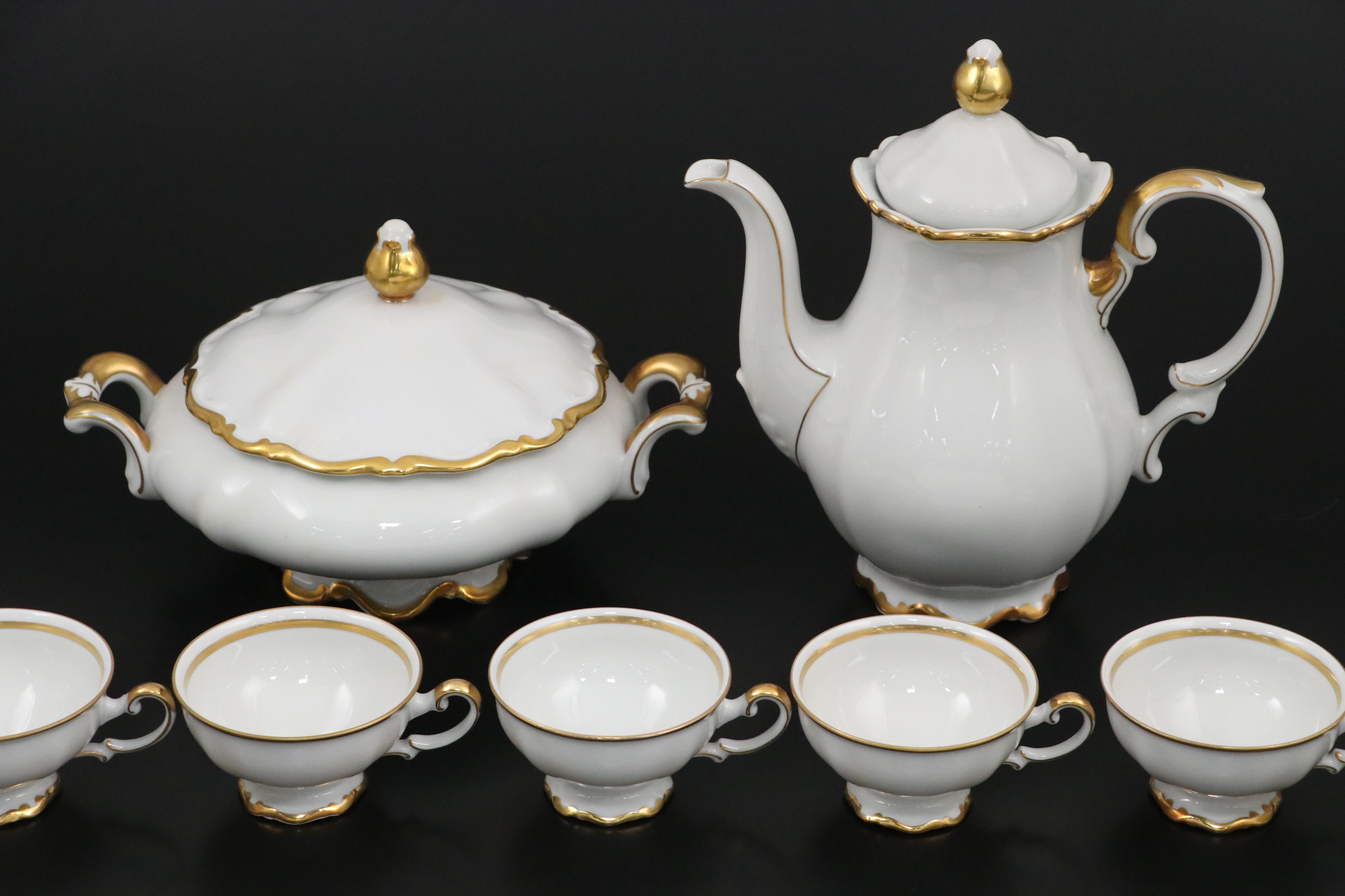 Mitterteich "Golden Lark" Porcelain Dinnerware and Serving Pieces