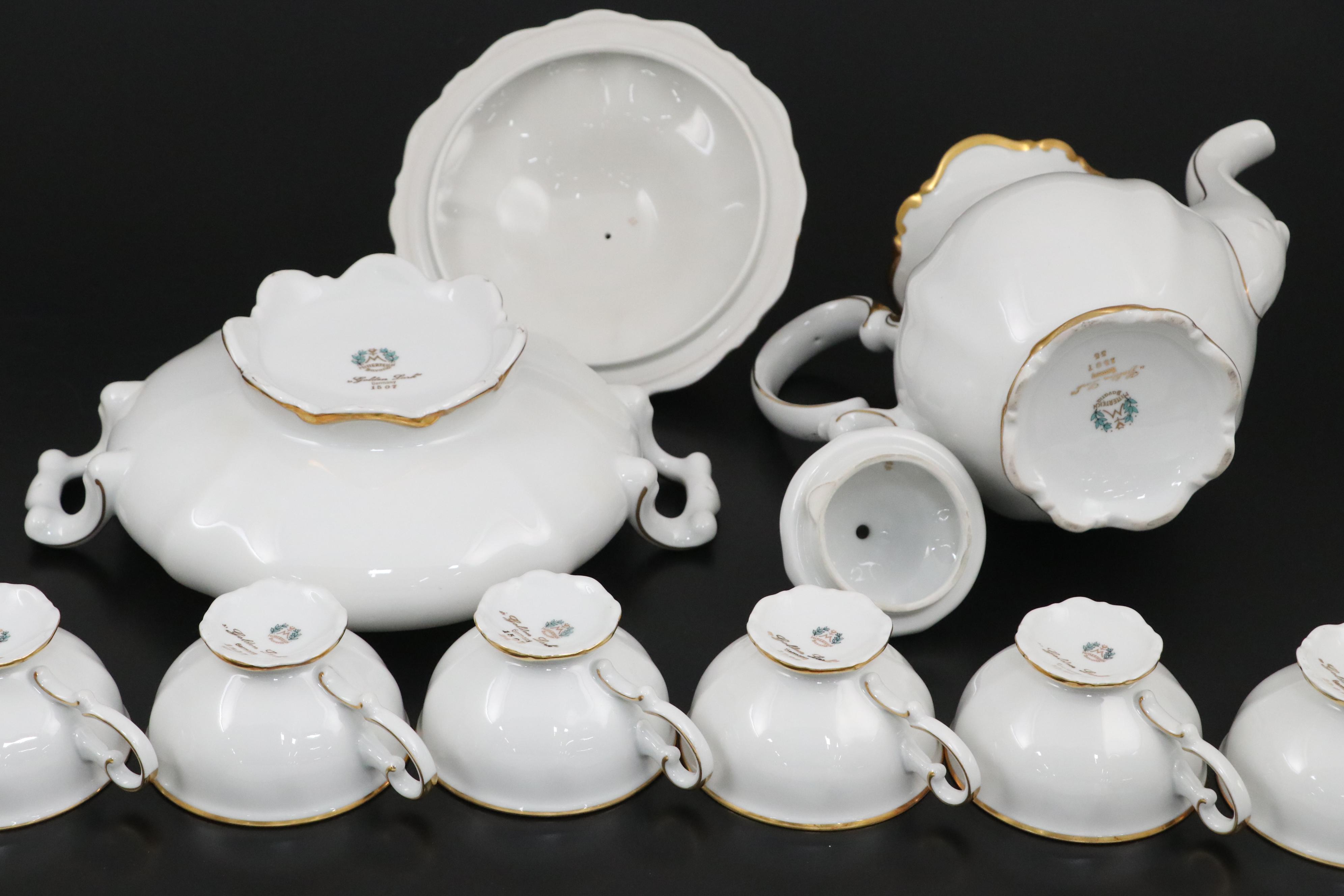 Mitterteich "Golden Lark" Porcelain Dinnerware and Serving Pieces