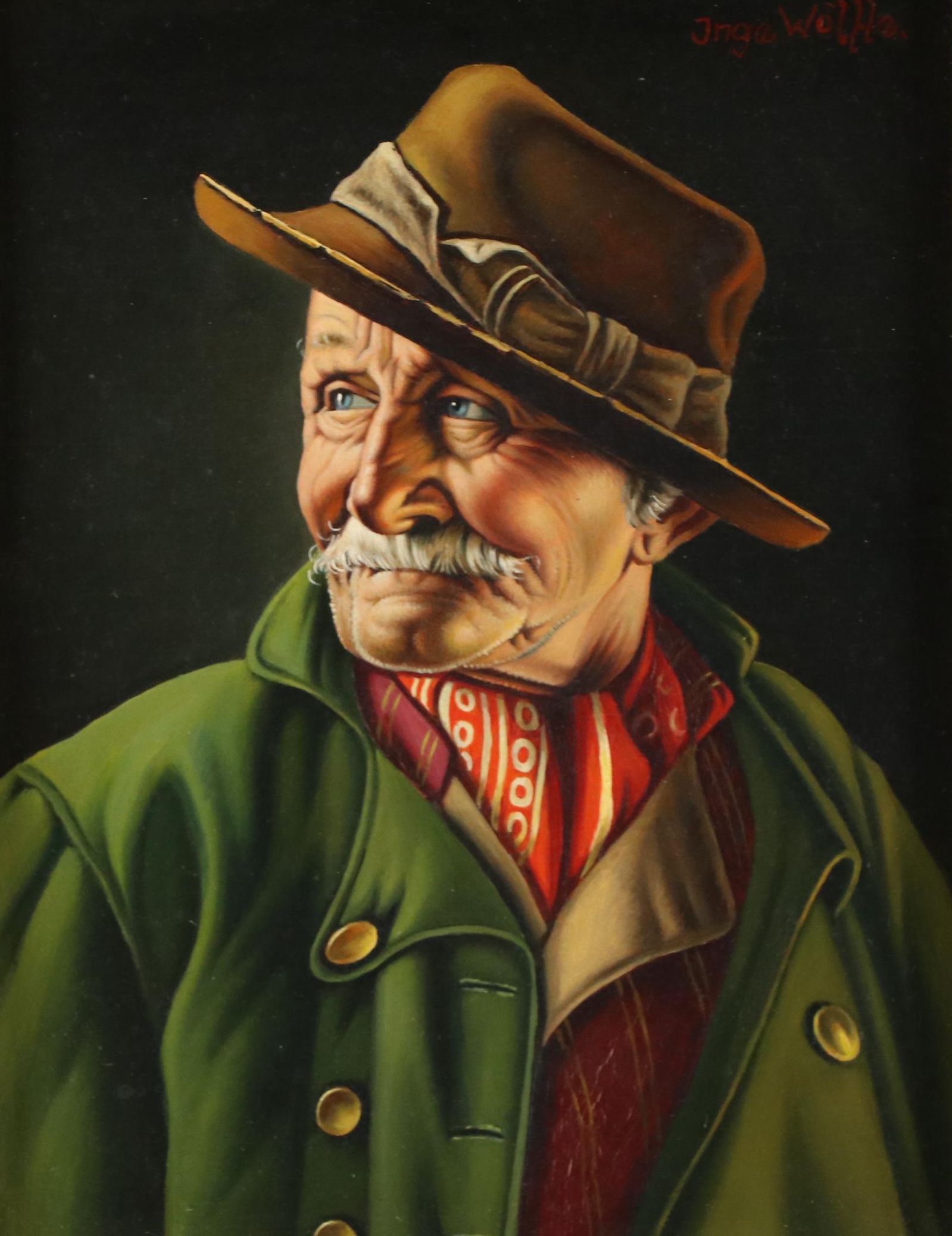 Inge Wölfle Portrait Oil Painting of Old Man