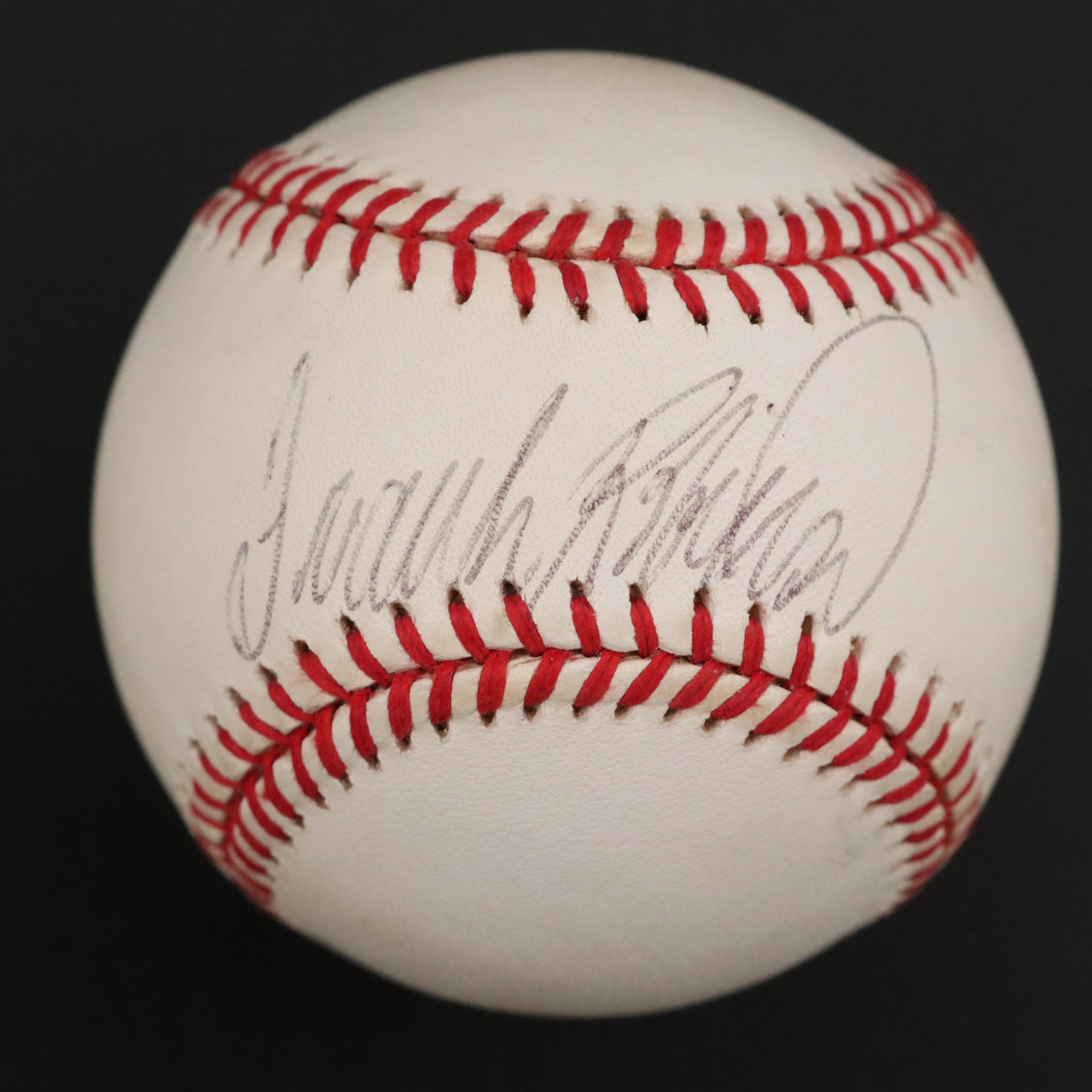 Frank Robinson Signed Baseball and Rookie Card Cincinnati Reds Display