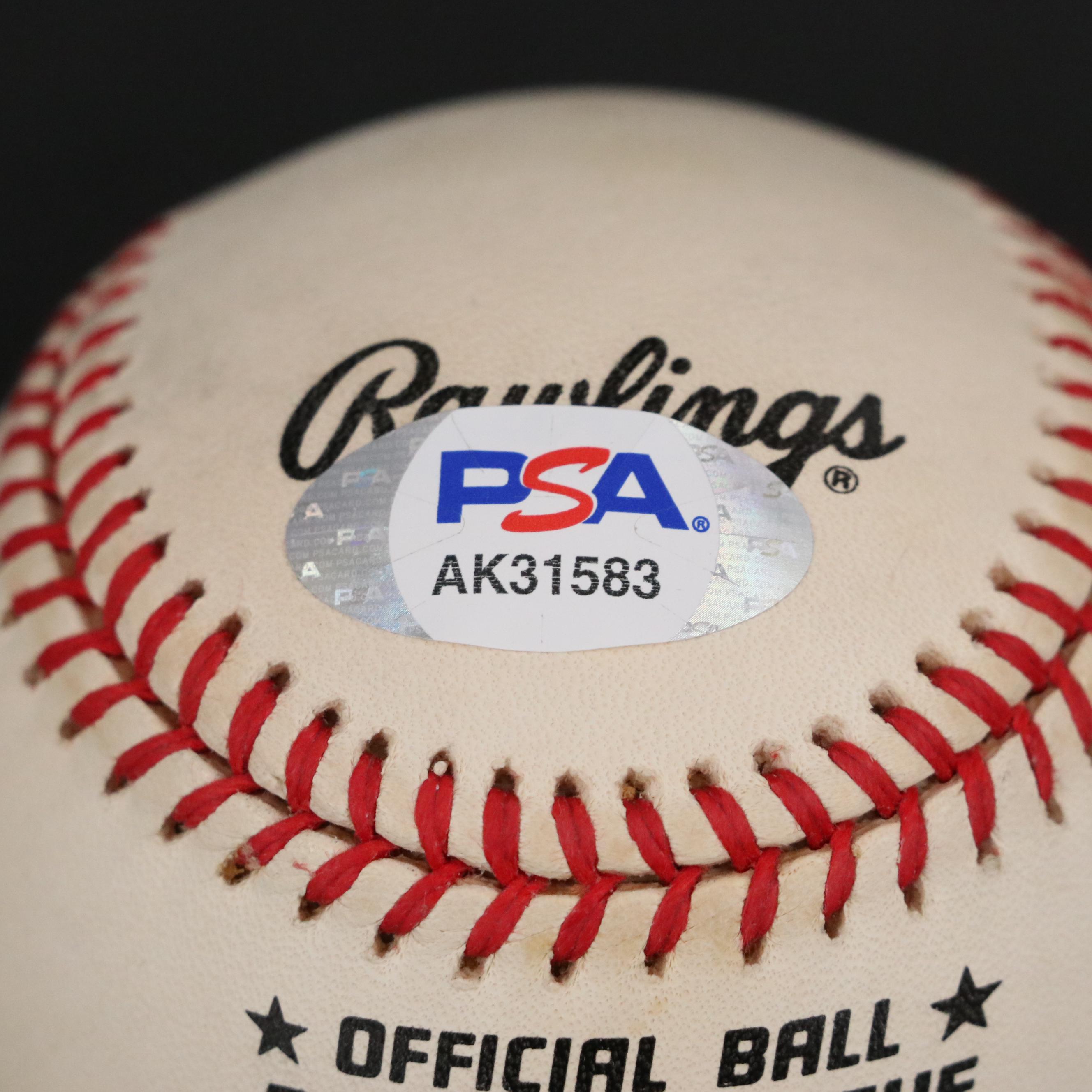 Frank Robinson Signed Baseball and Rookie Card Cincinnati Reds Display