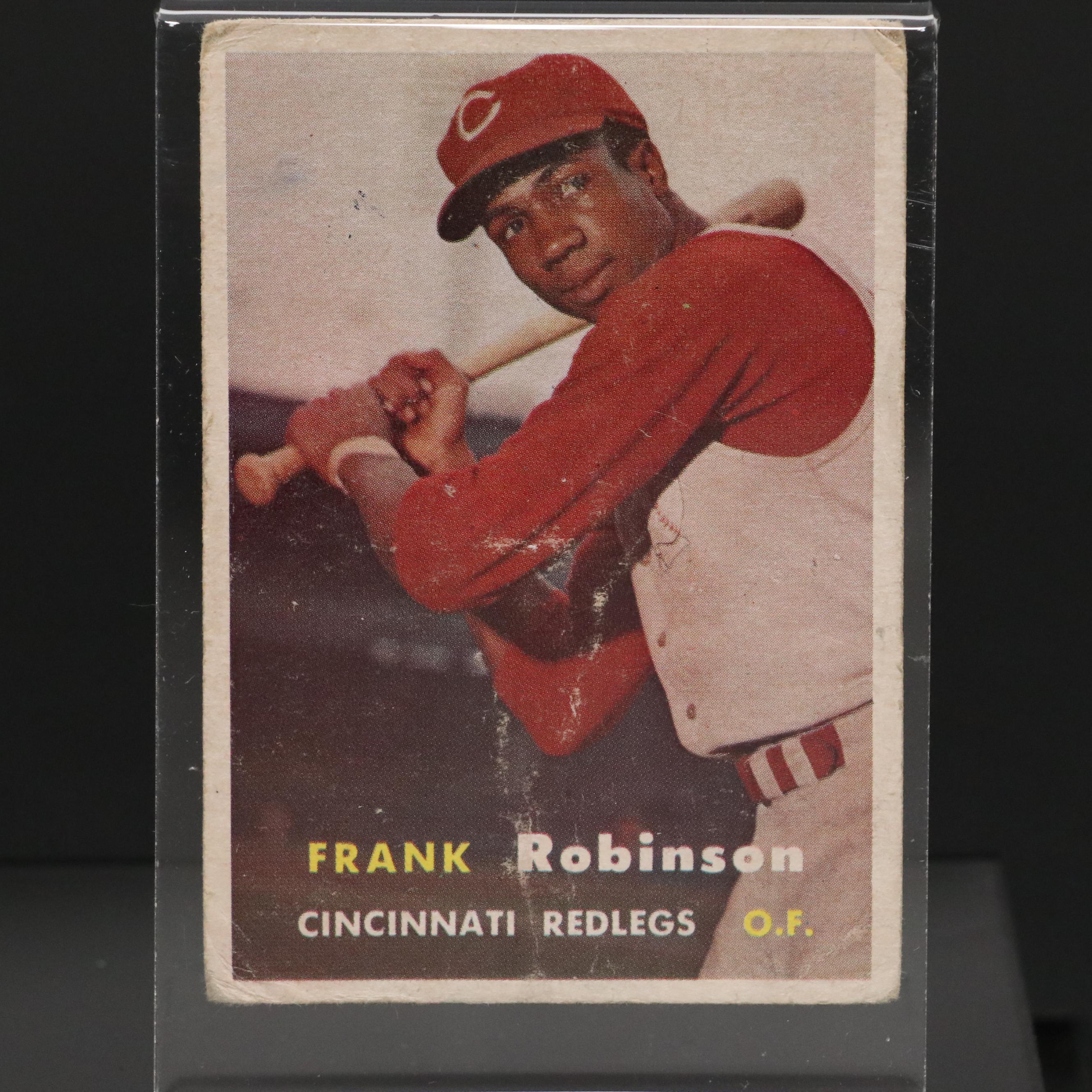 Frank Robinson Signed Baseball and Rookie Card Cincinnati Reds Display