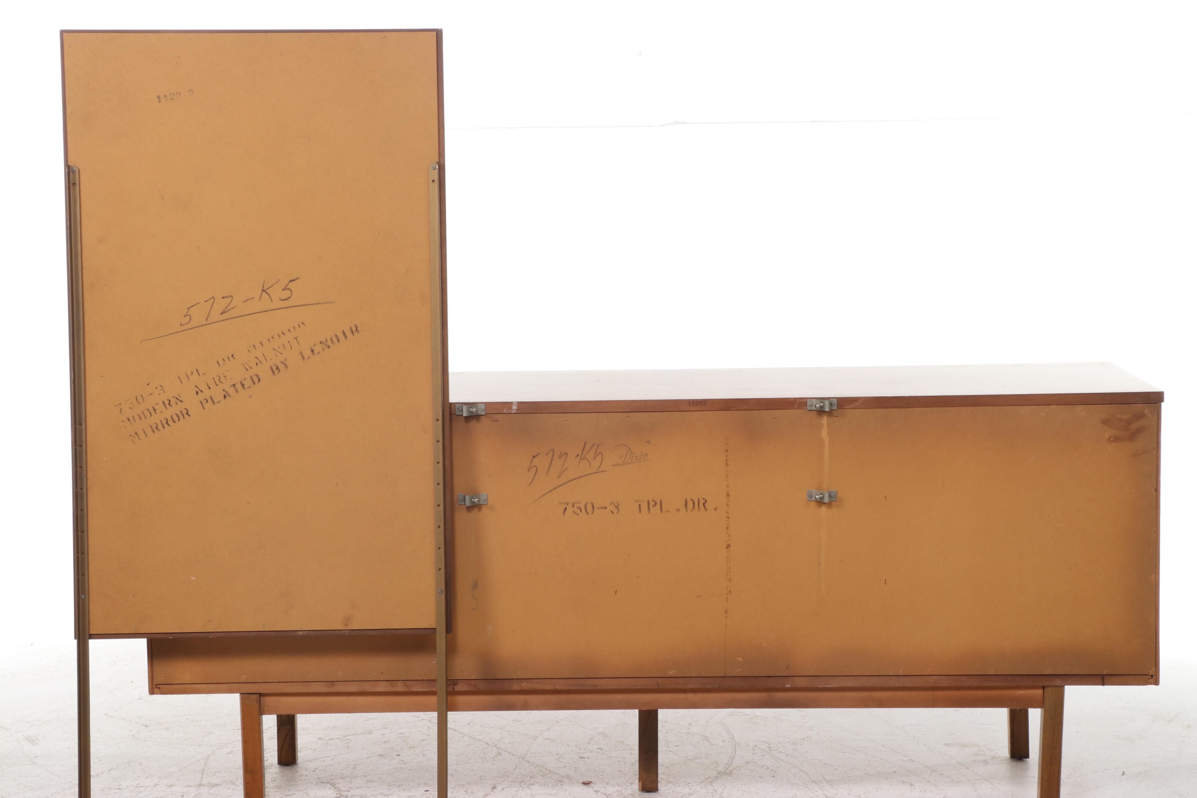 Dixie Furniture Mid Century Modern Walnut Nine-Drawer Dresser