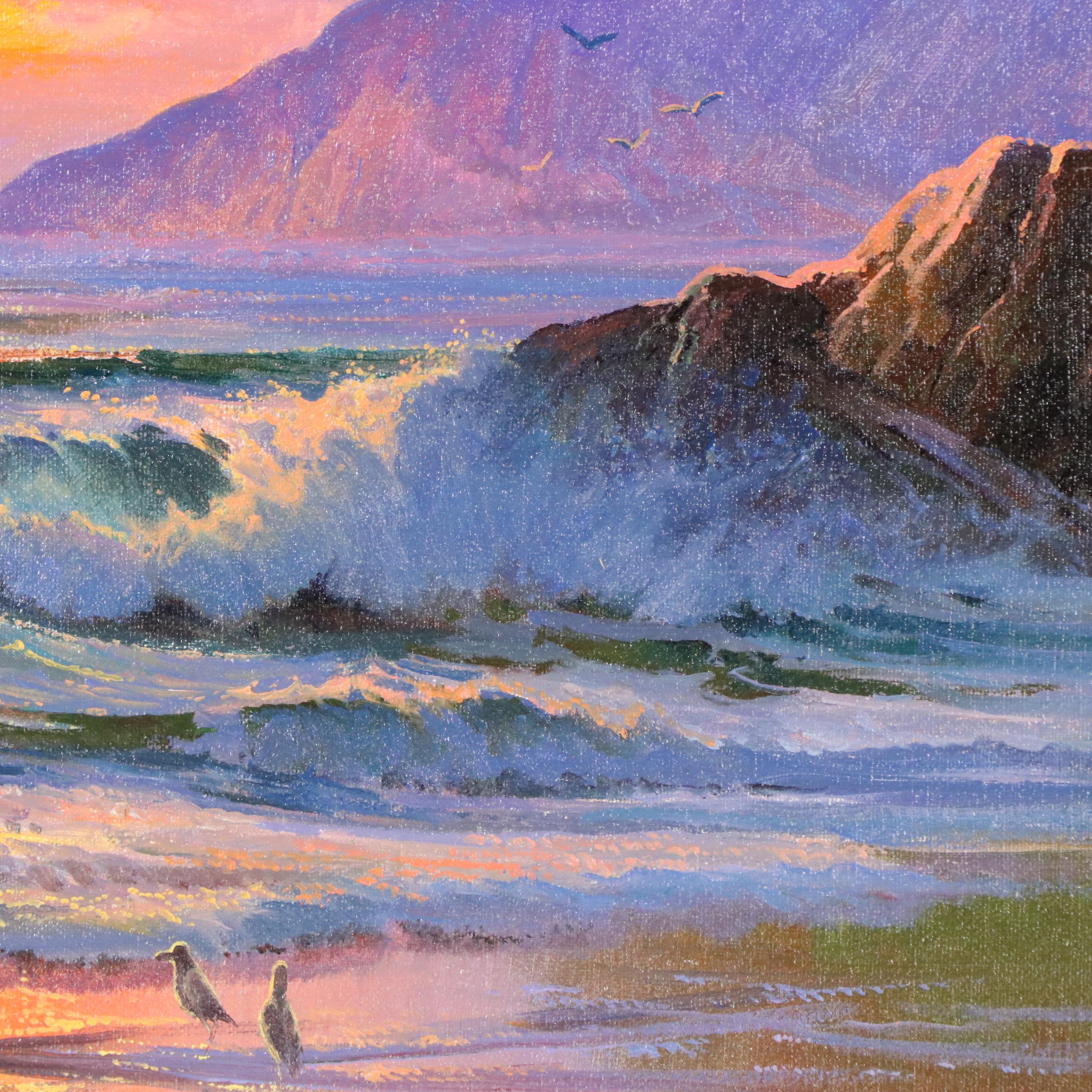 Beverly Jamison Carrick Seascape Oil Painting "A Pair of Gulls," 21st Century