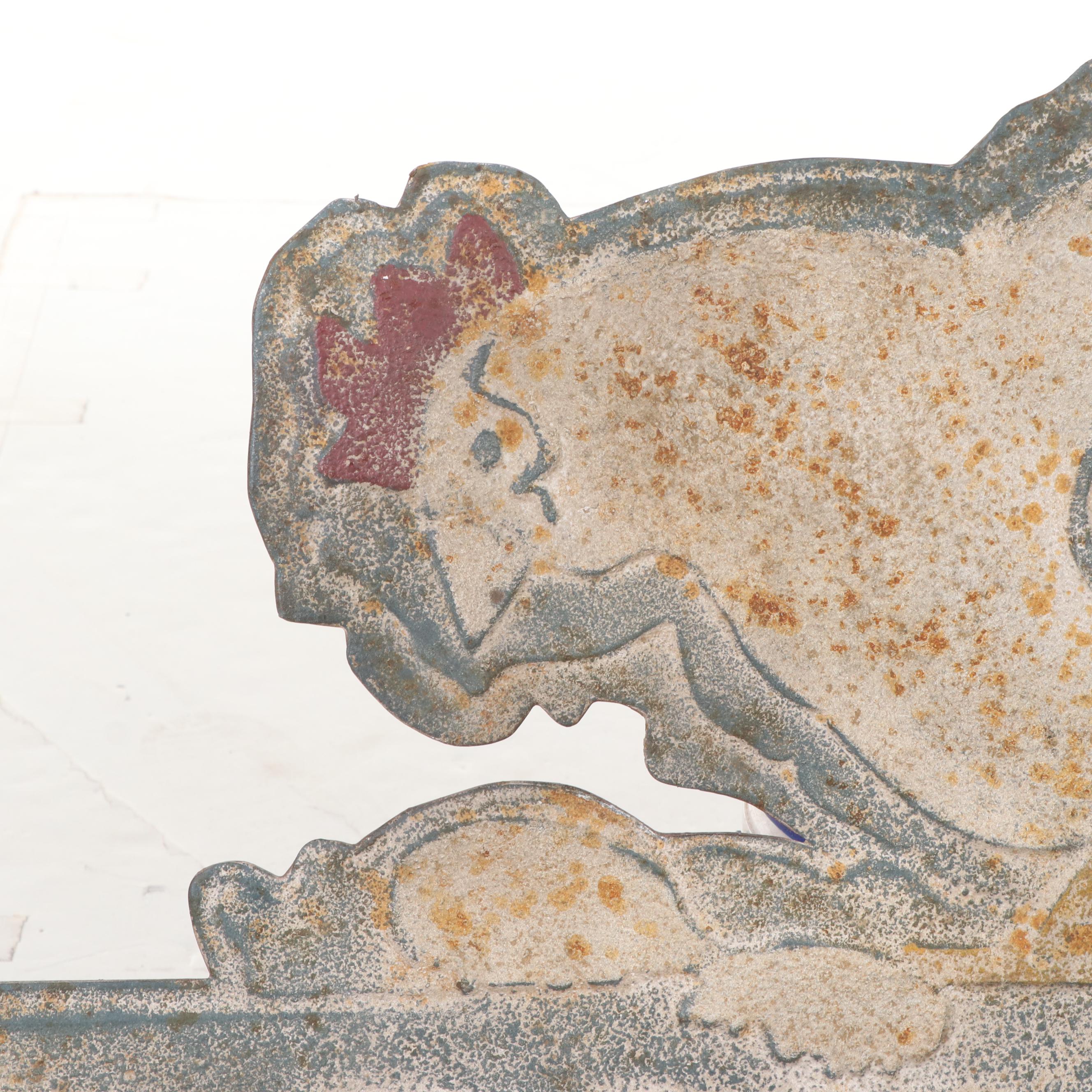 French Sheet Metal "Poulet" Chicken Advertising Sign