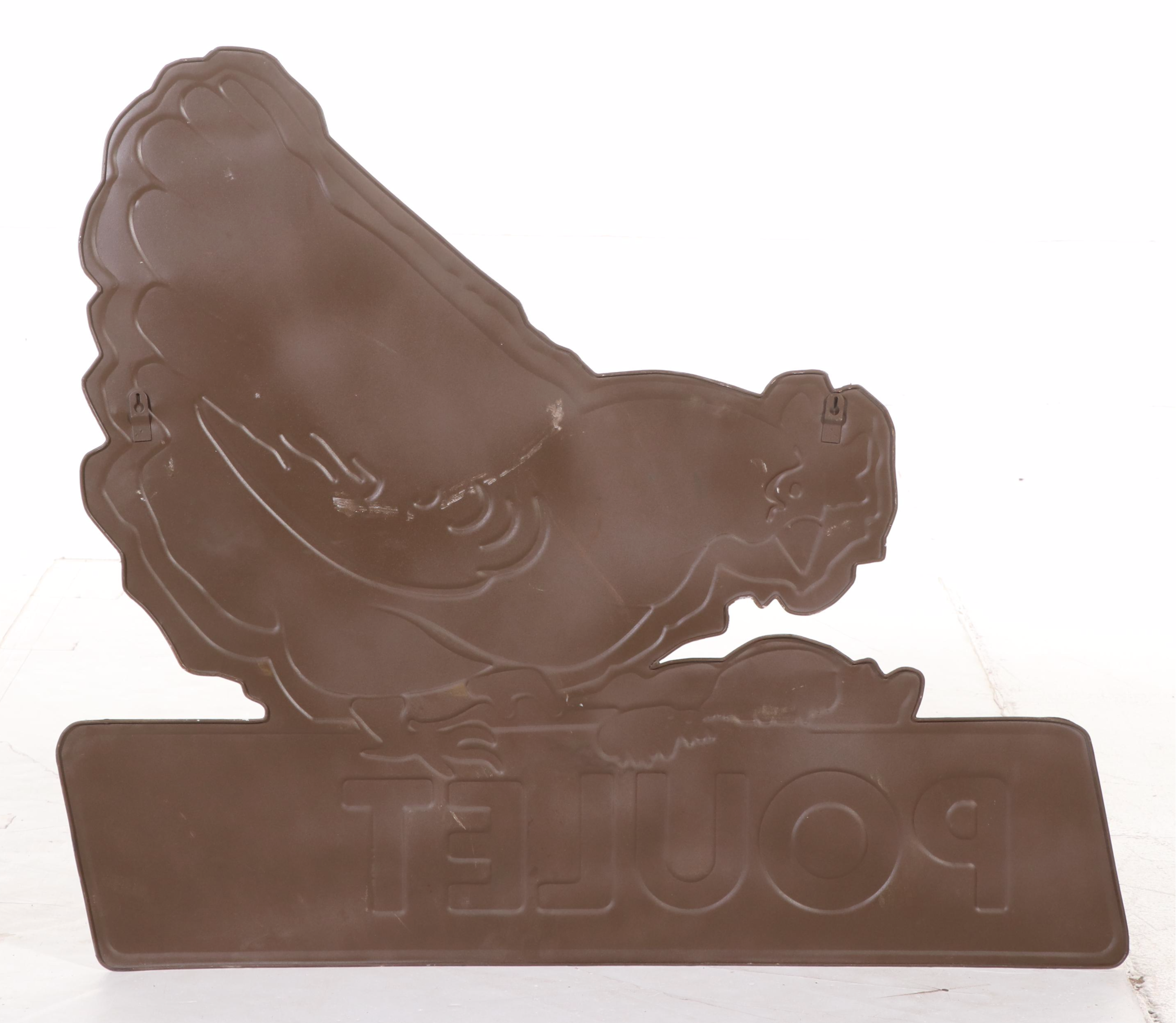 French Sheet Metal "Poulet" Chicken Advertising Sign