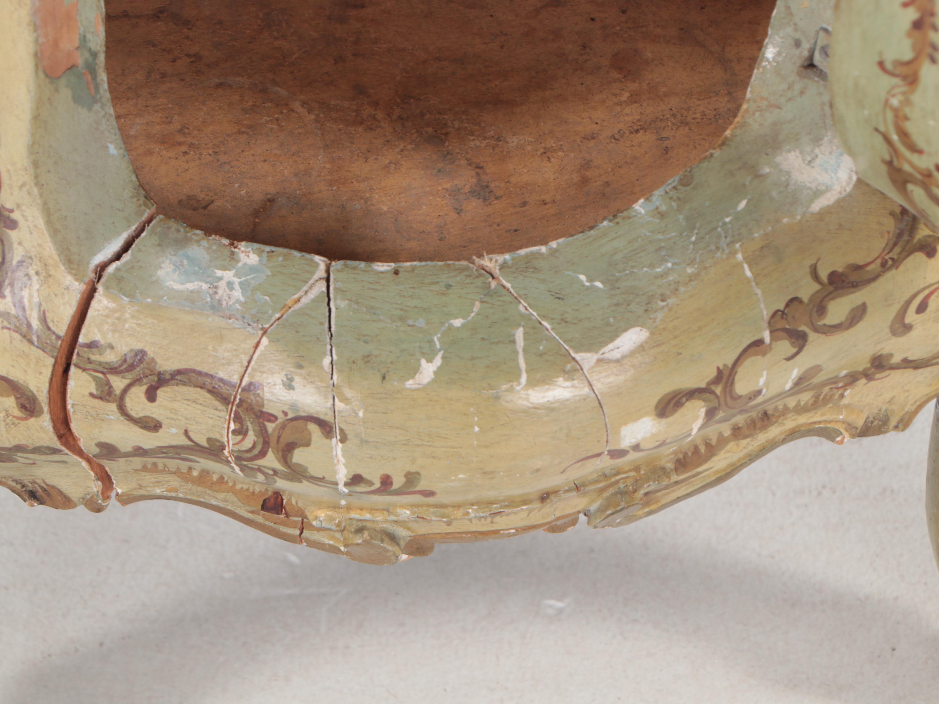 Italian Paint-Decorated Bombe Chest/ Commode and Wall Mirror, 20th Century