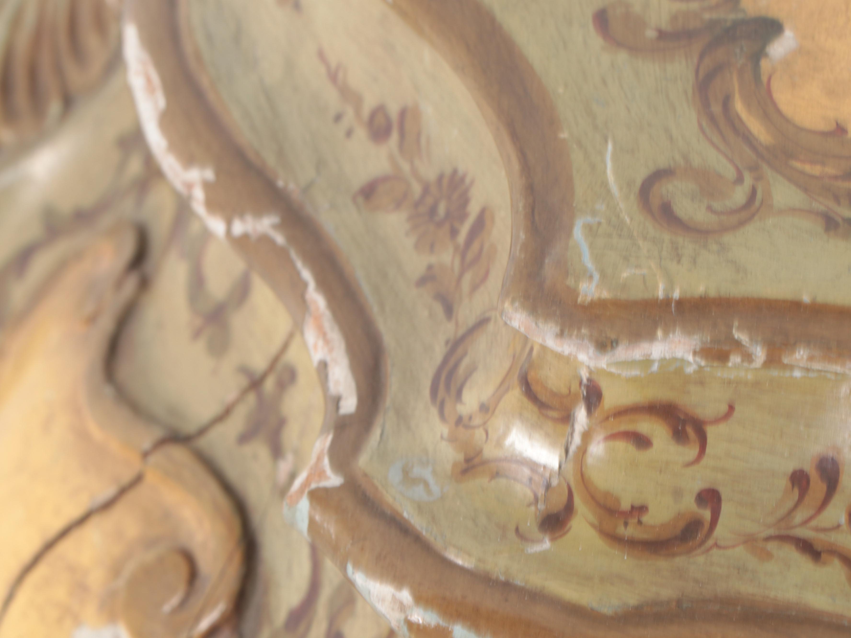 Italian Paint-Decorated Bombe Chest/ Commode and Wall Mirror, 20th Century