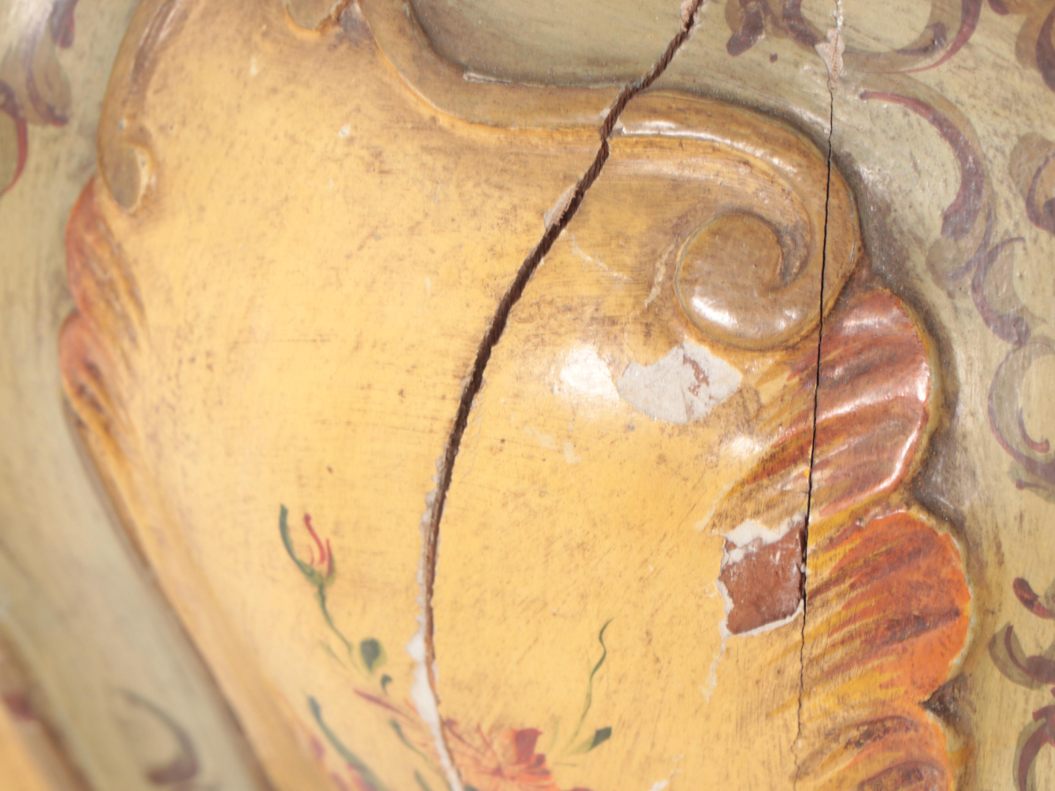 Italian Paint-Decorated Bombe Chest/ Commode and Wall Mirror, 20th Century