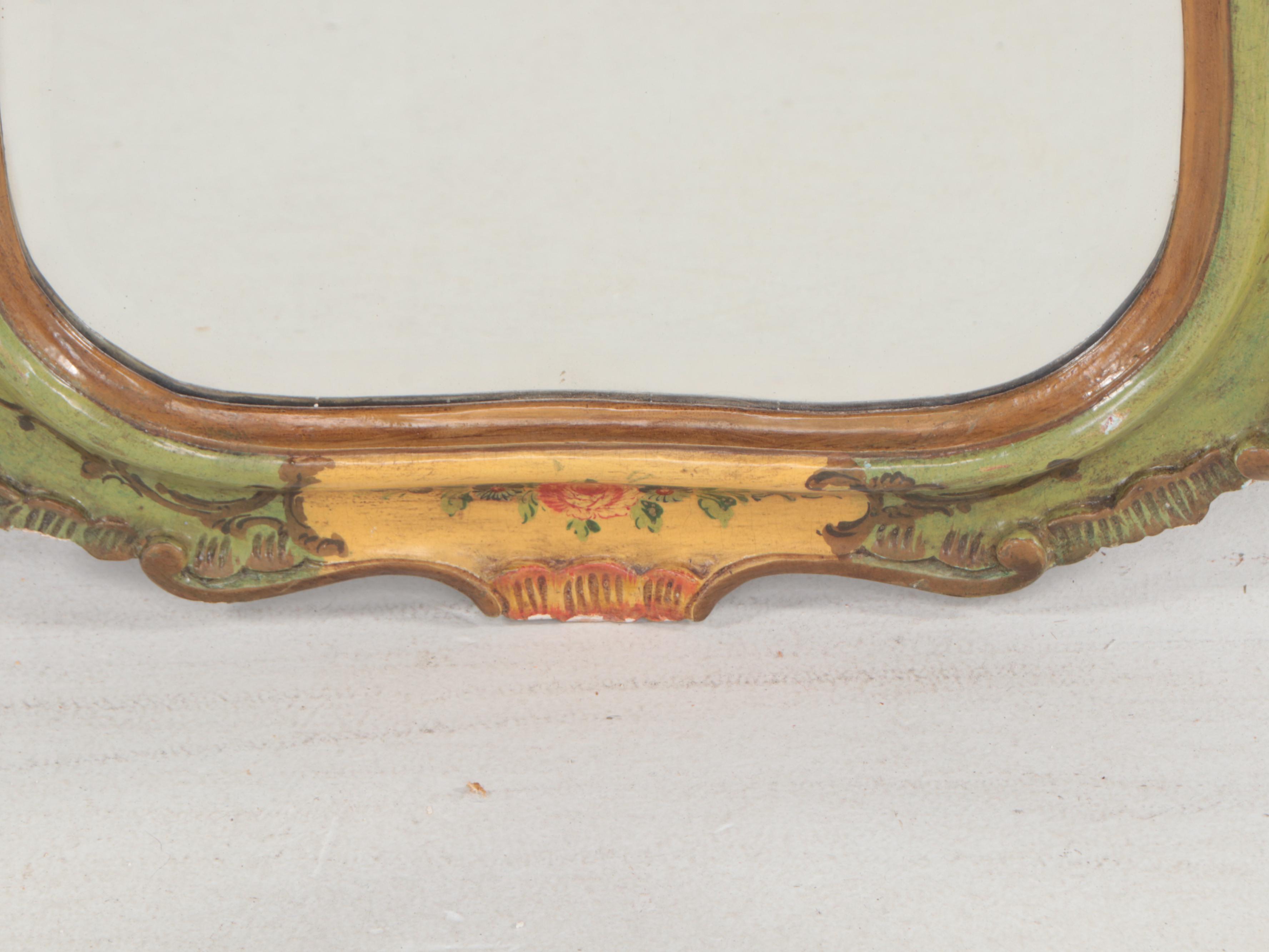 Italian Paint-Decorated Bombe Chest/ Commode and Wall Mirror, 20th Century