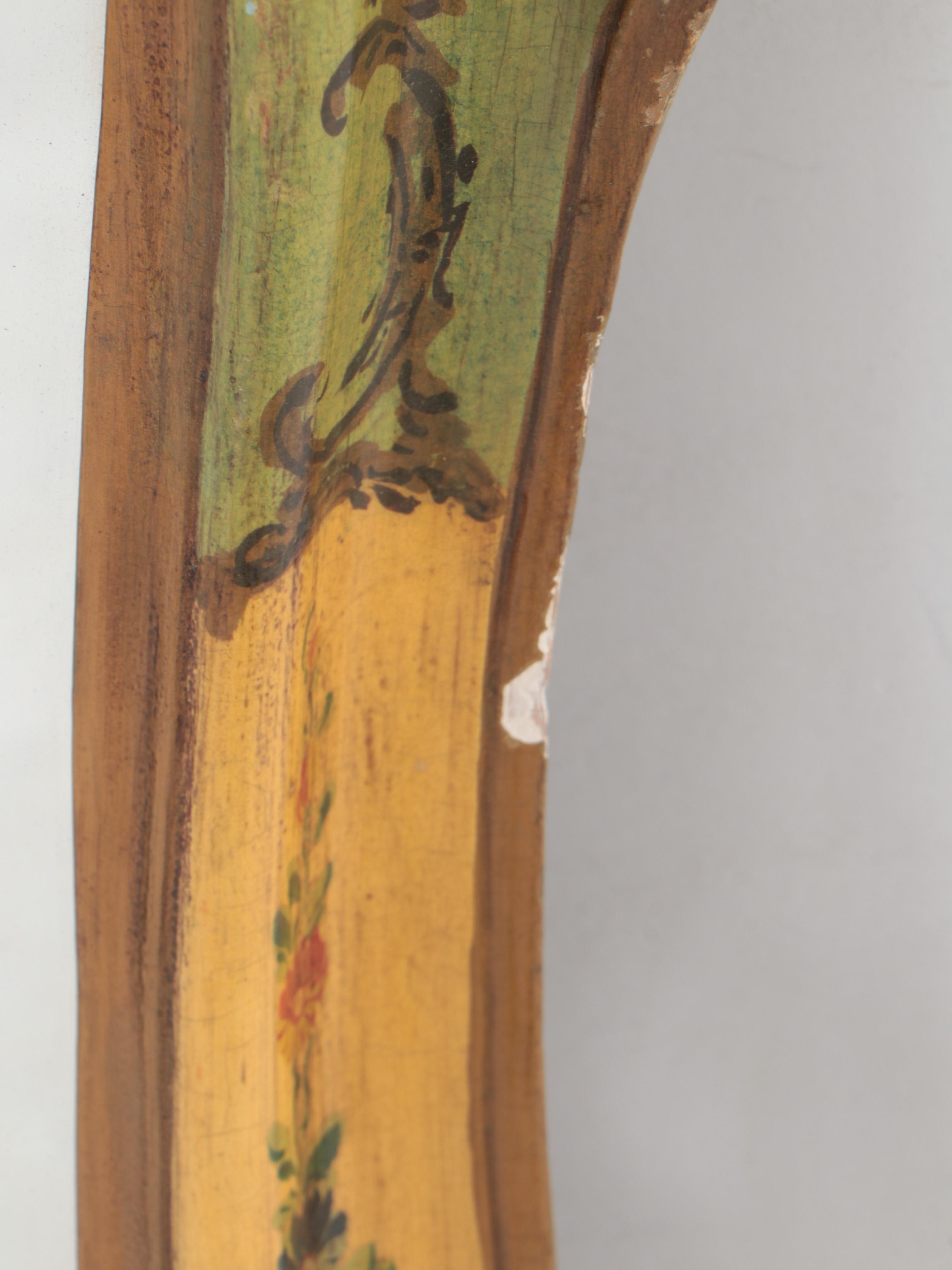 Italian Paint-Decorated Bombe Chest/ Commode and Wall Mirror, 20th Century