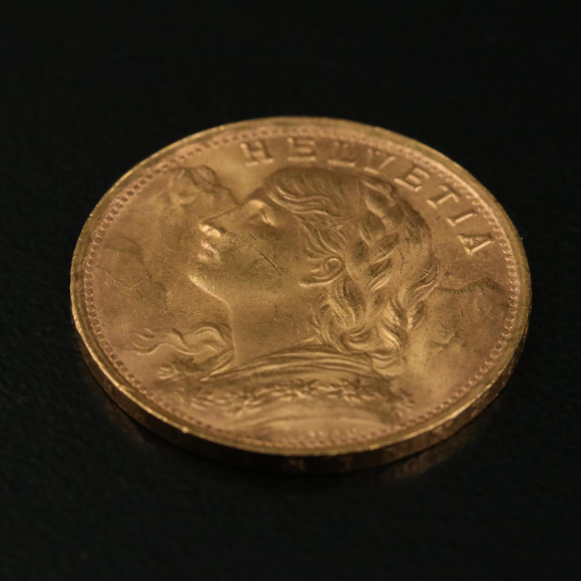 1947 Switzerland 20 Franc Gold Coin