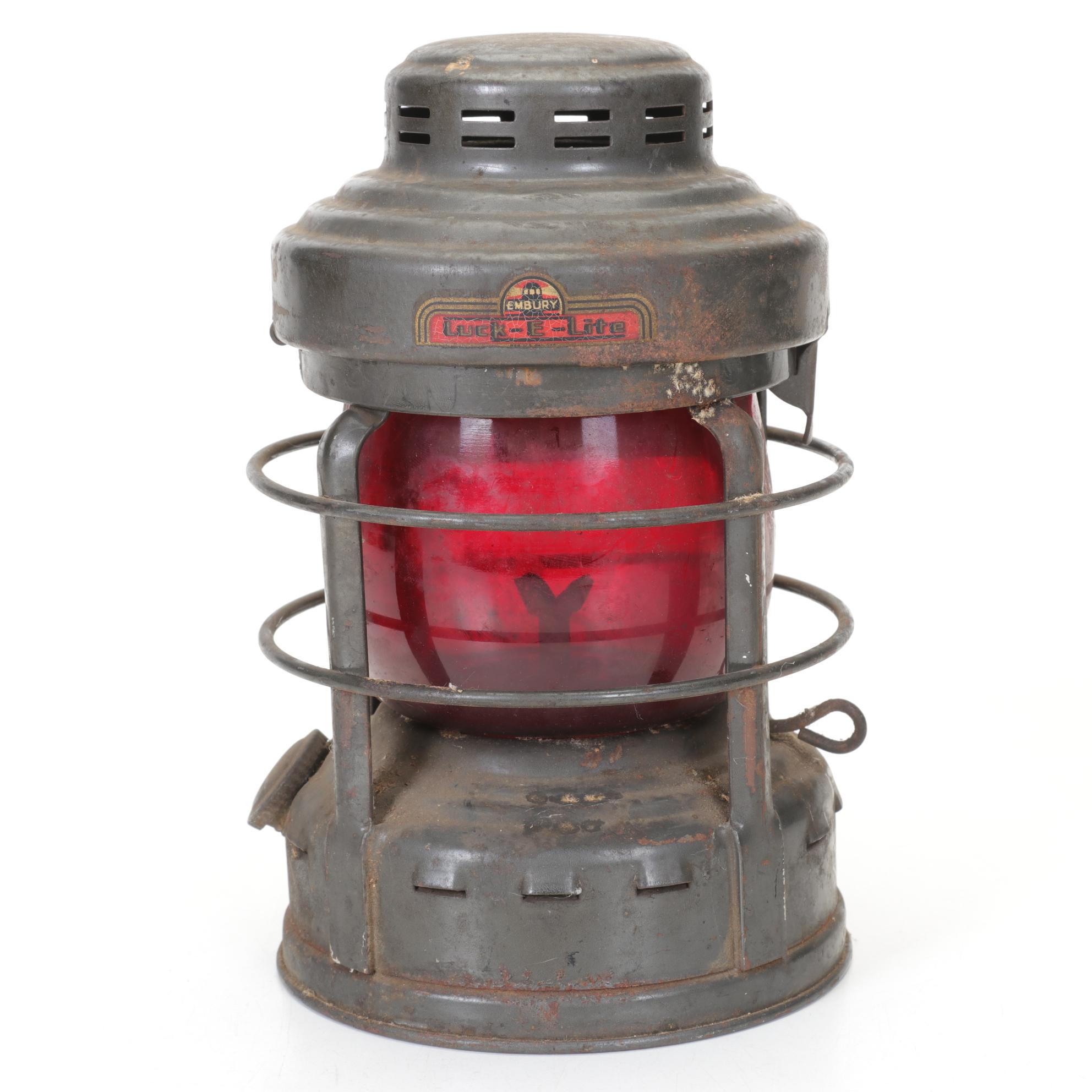 Luck-E-Lite No. 25 Red Glass Handheld Lantern by Embury