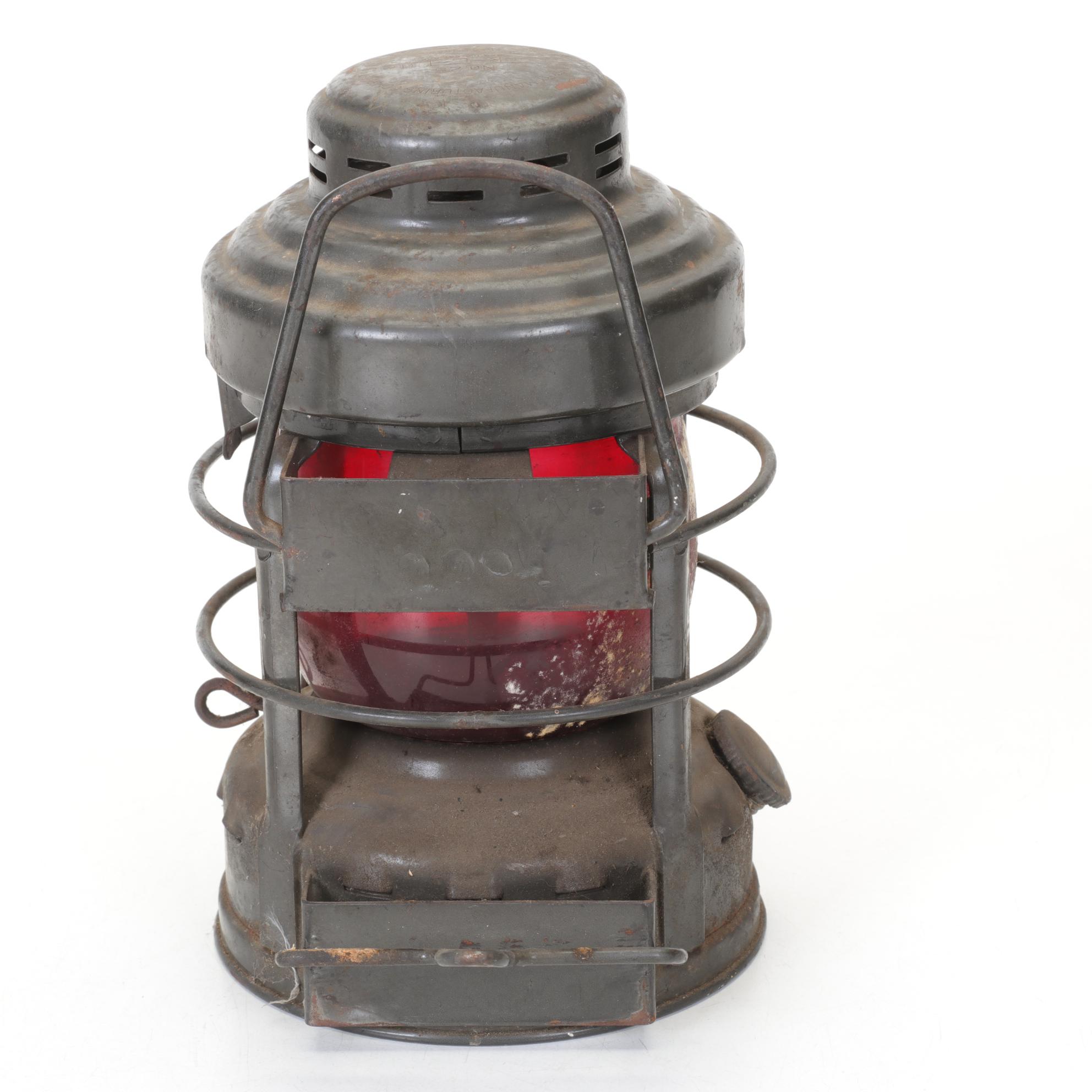 Luck-E-Lite No. 25 Red Glass Handheld Lantern by Embury